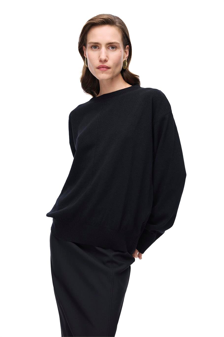 İllas Oversize Siyah Renk Kadın Triko Bluz