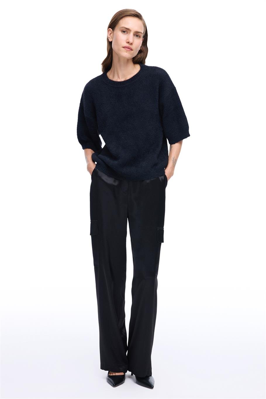 İllas Peluş Siyah Renk Kadın Triko Bluz