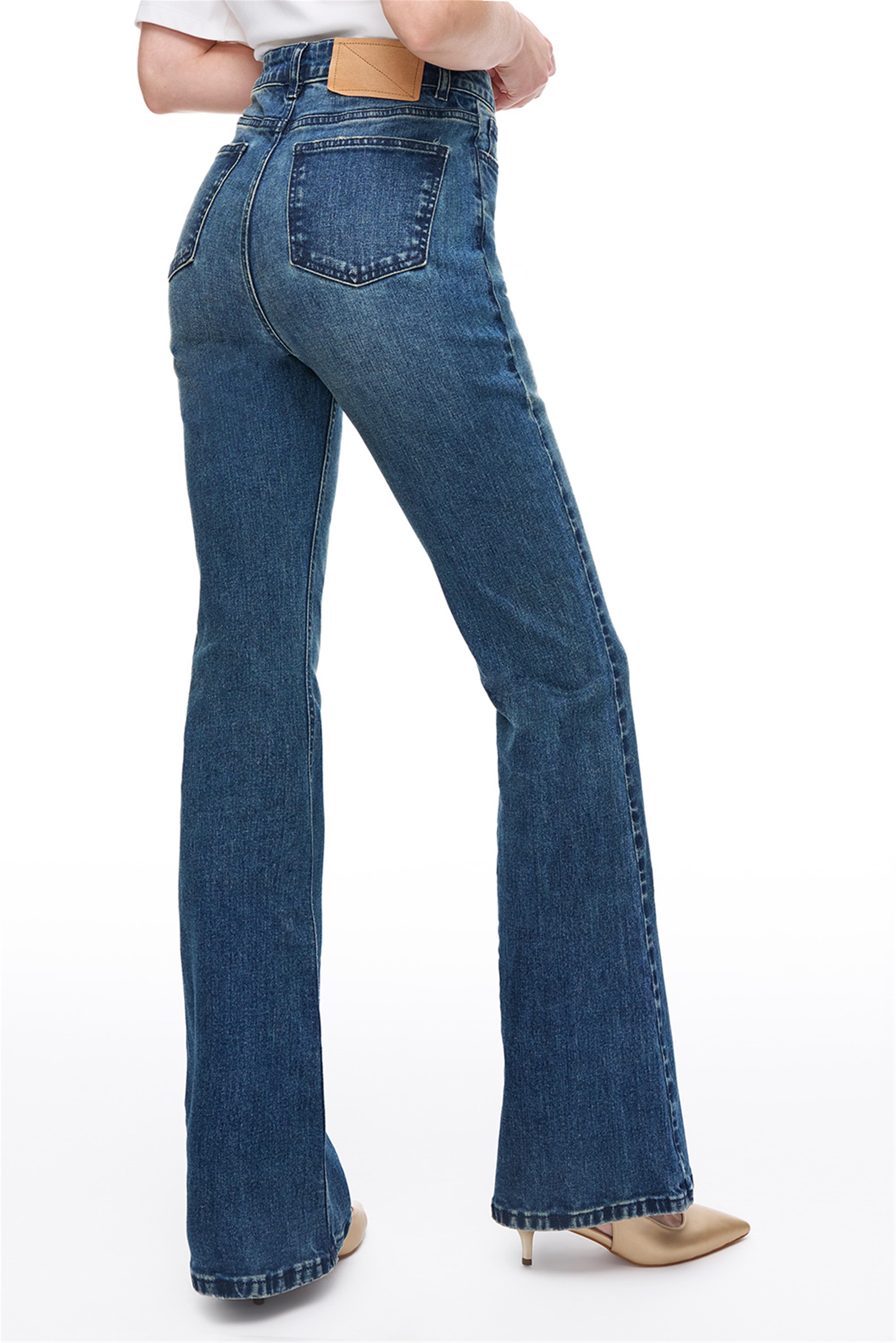 İndigo Yüksek Bel Slim Fit Denim Pantolon