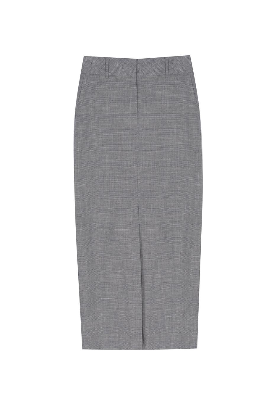 İndigo Yüksek Bel Slim Fit Ekose Midi Etek