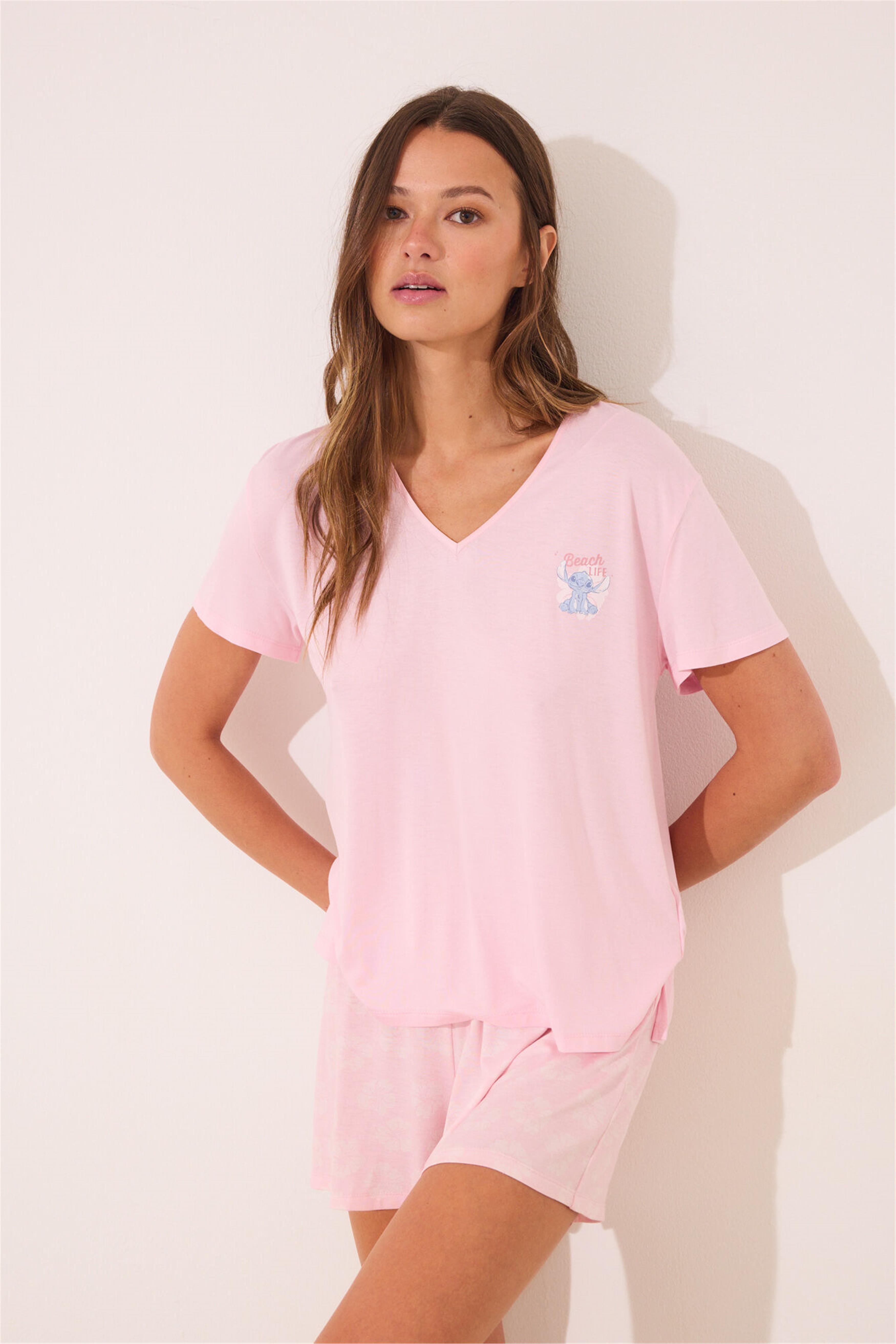 Kadın pembe Şortlu Pijama Takımı