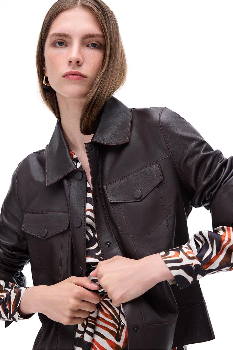 Kahverengi Klasik Yaka Slim Fit Kısa Ceket