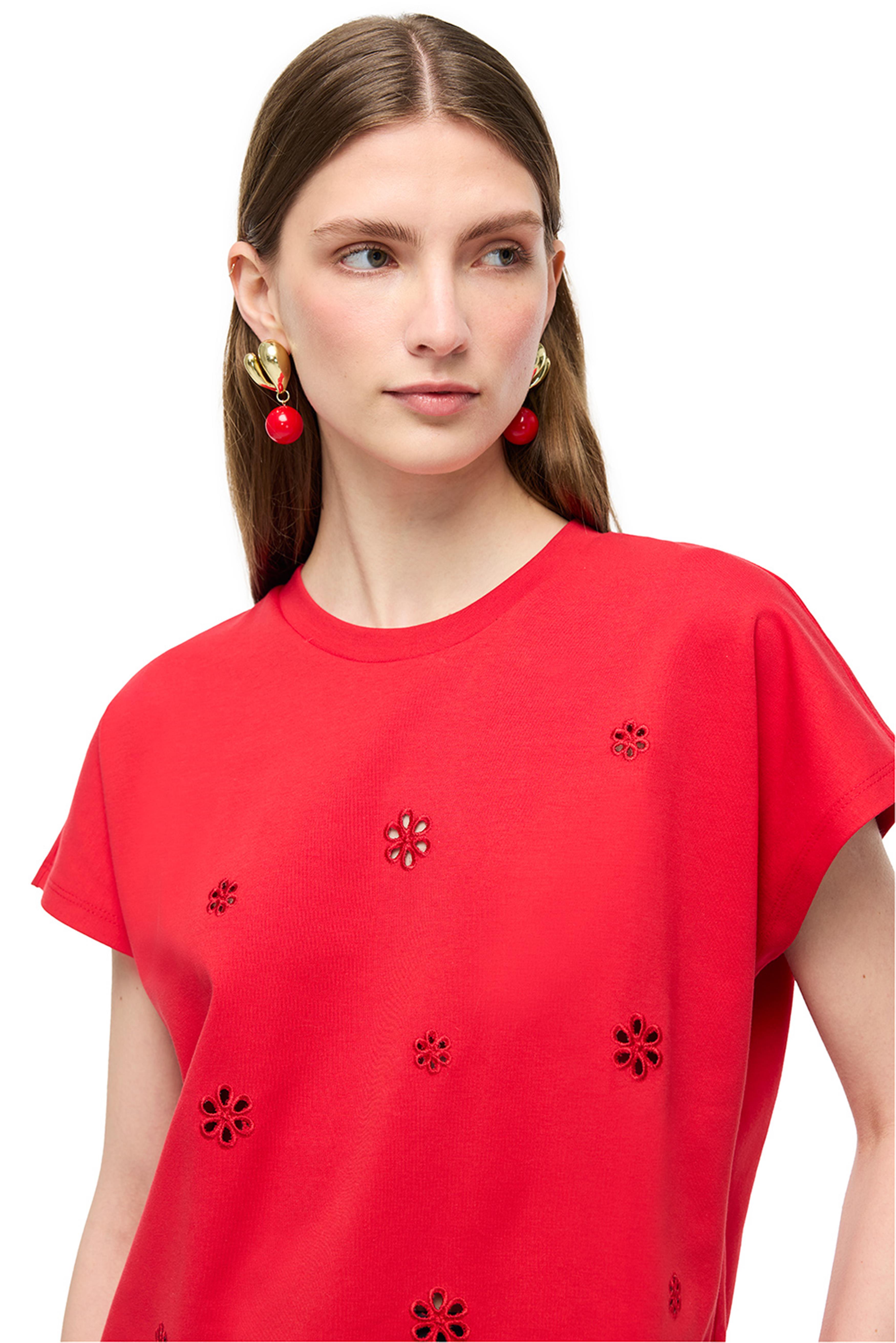 Kırmızı Bisiklet Yaka Pamuklu Tişört