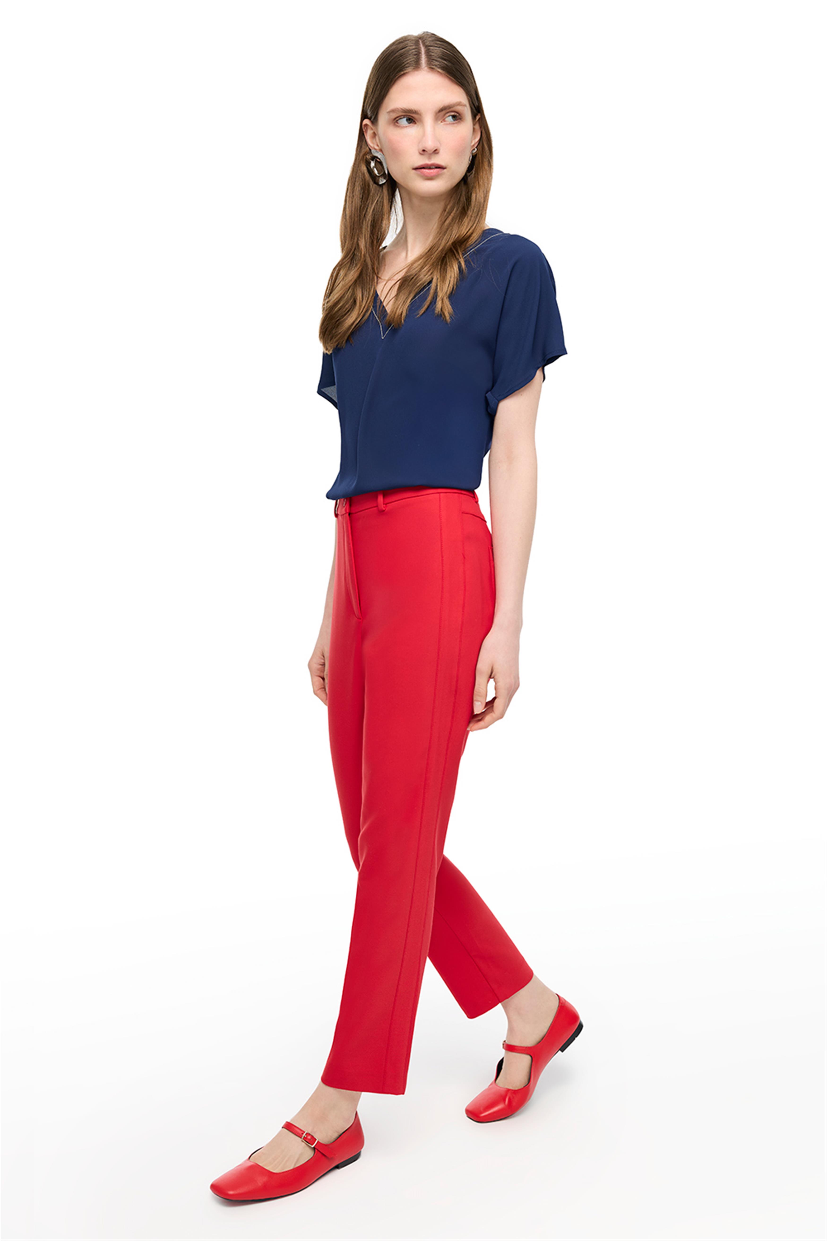 KırmızıYüksek Bel Pantolon