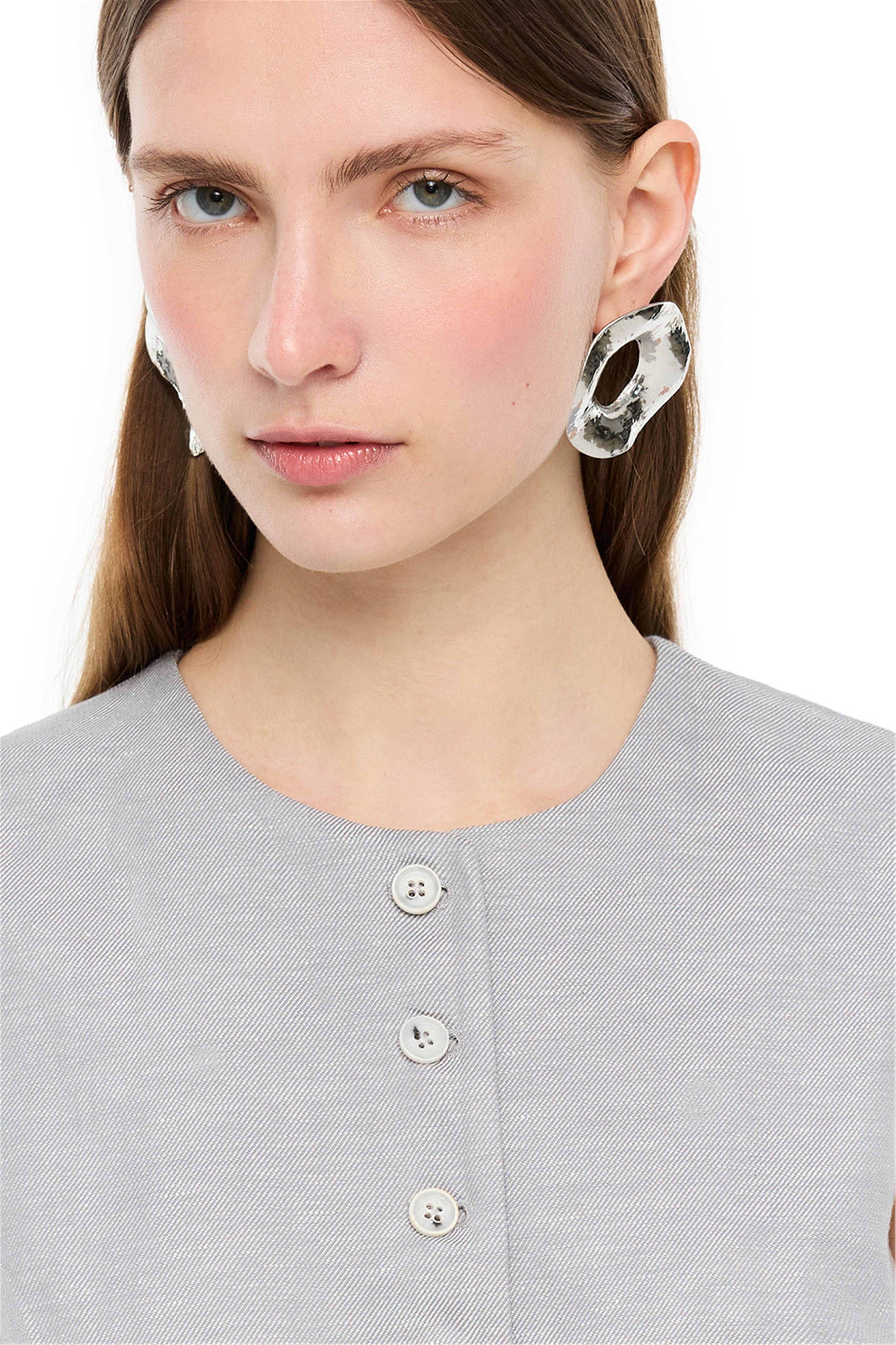 Koyu Gri Düğmeli Keten Karışımlı Mini Elbise