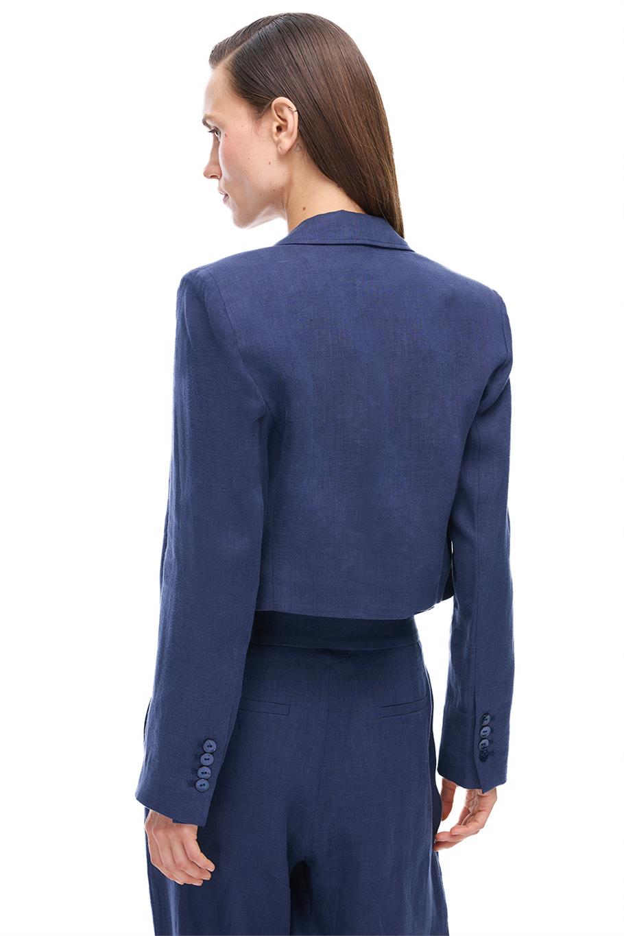 Lacivert Keten Kısa Ceket