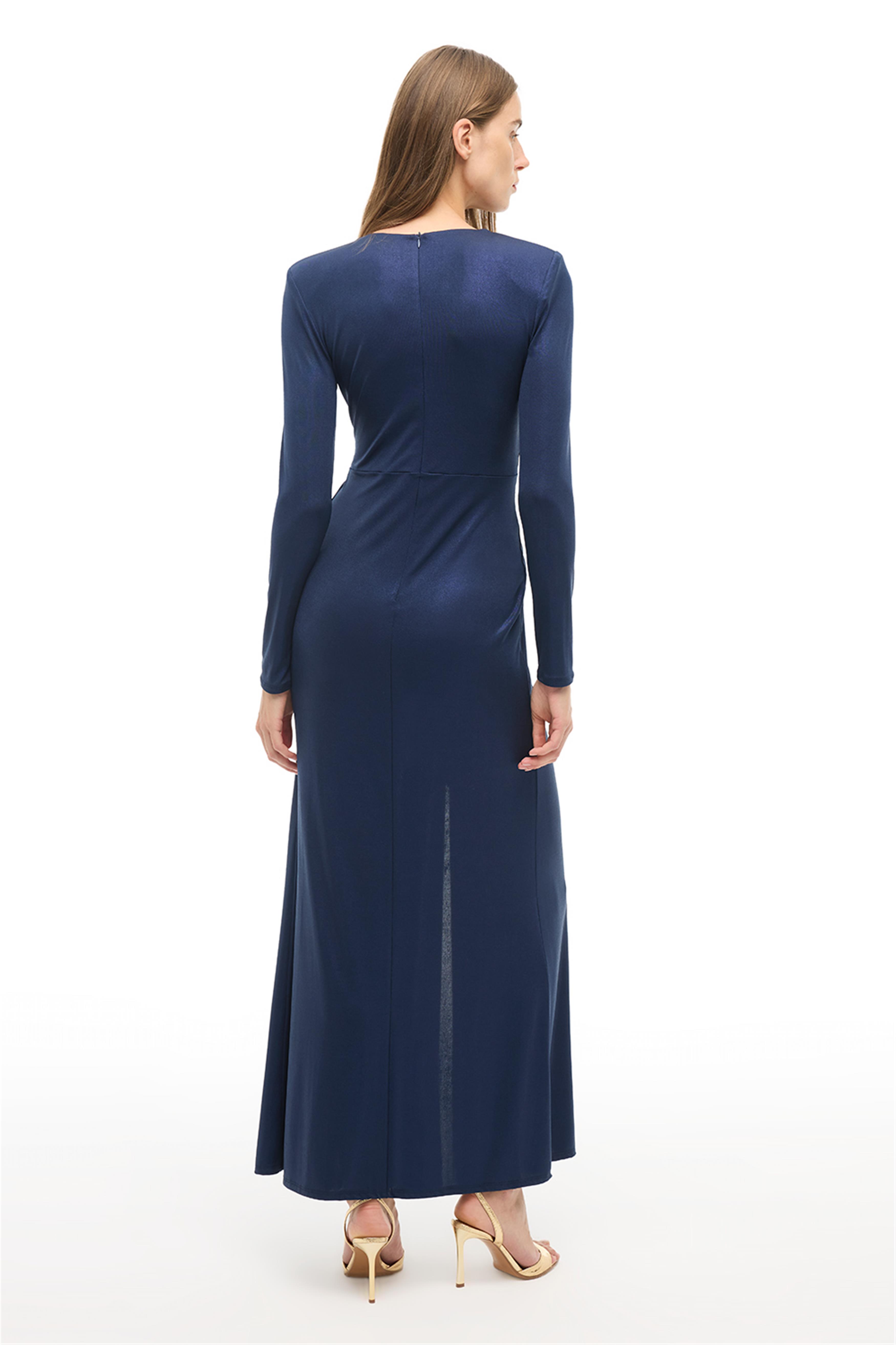 Lacivert Slim Fit Uzun Elbise