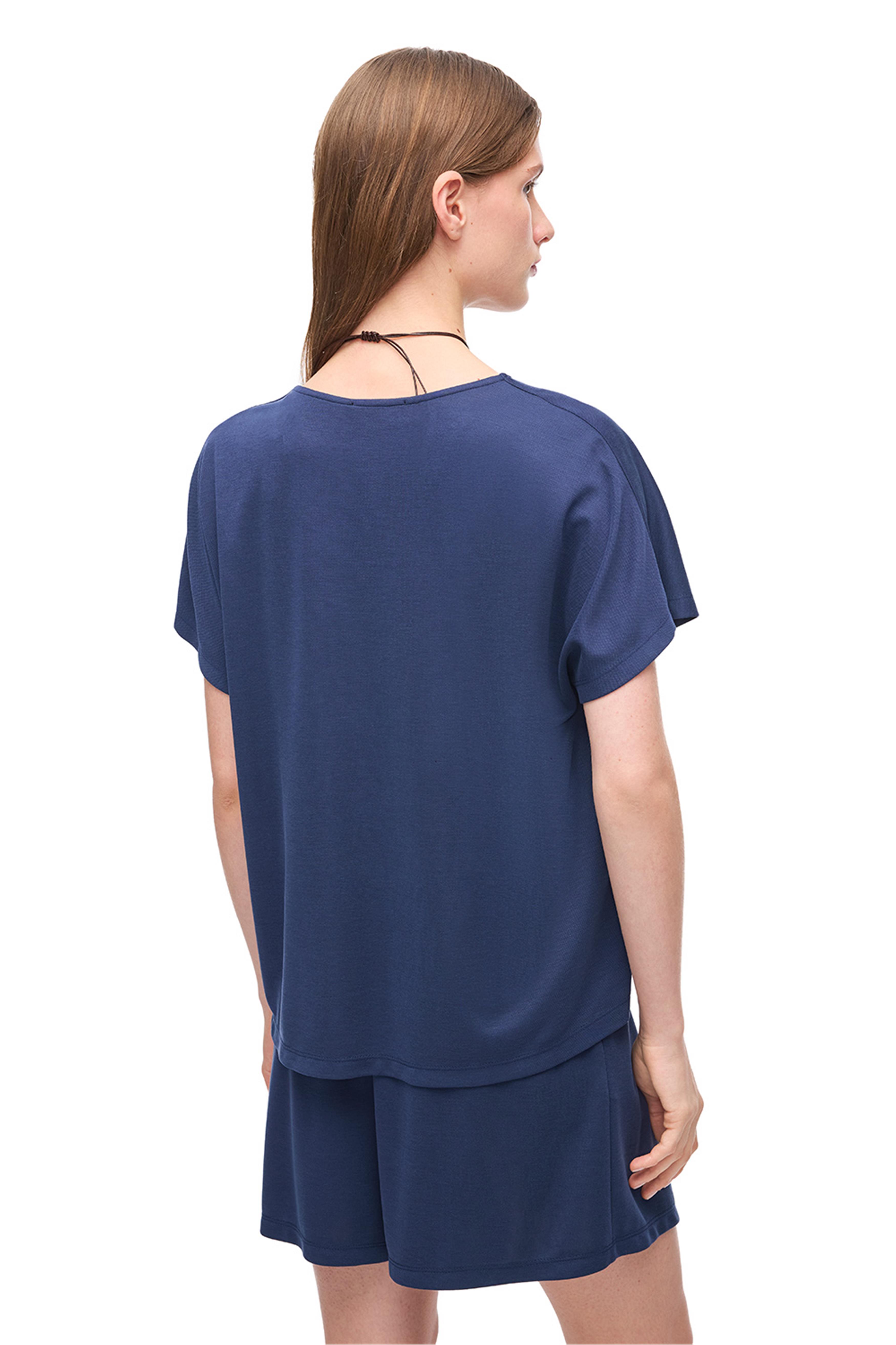Lacivert V Yaka Slim Modal (TENCEL™) Bluz