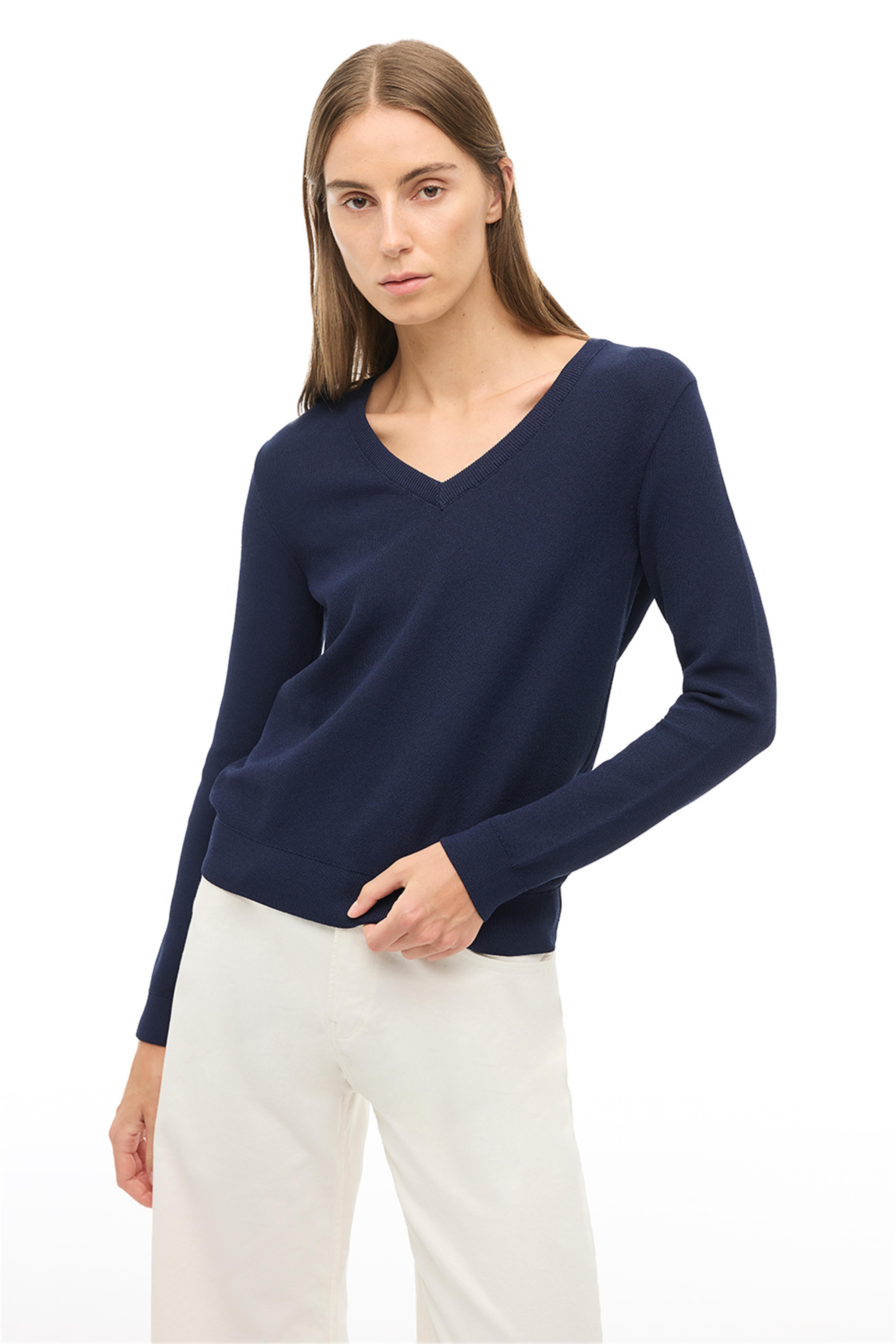 Lacivert V-Yaka Triko Kazak