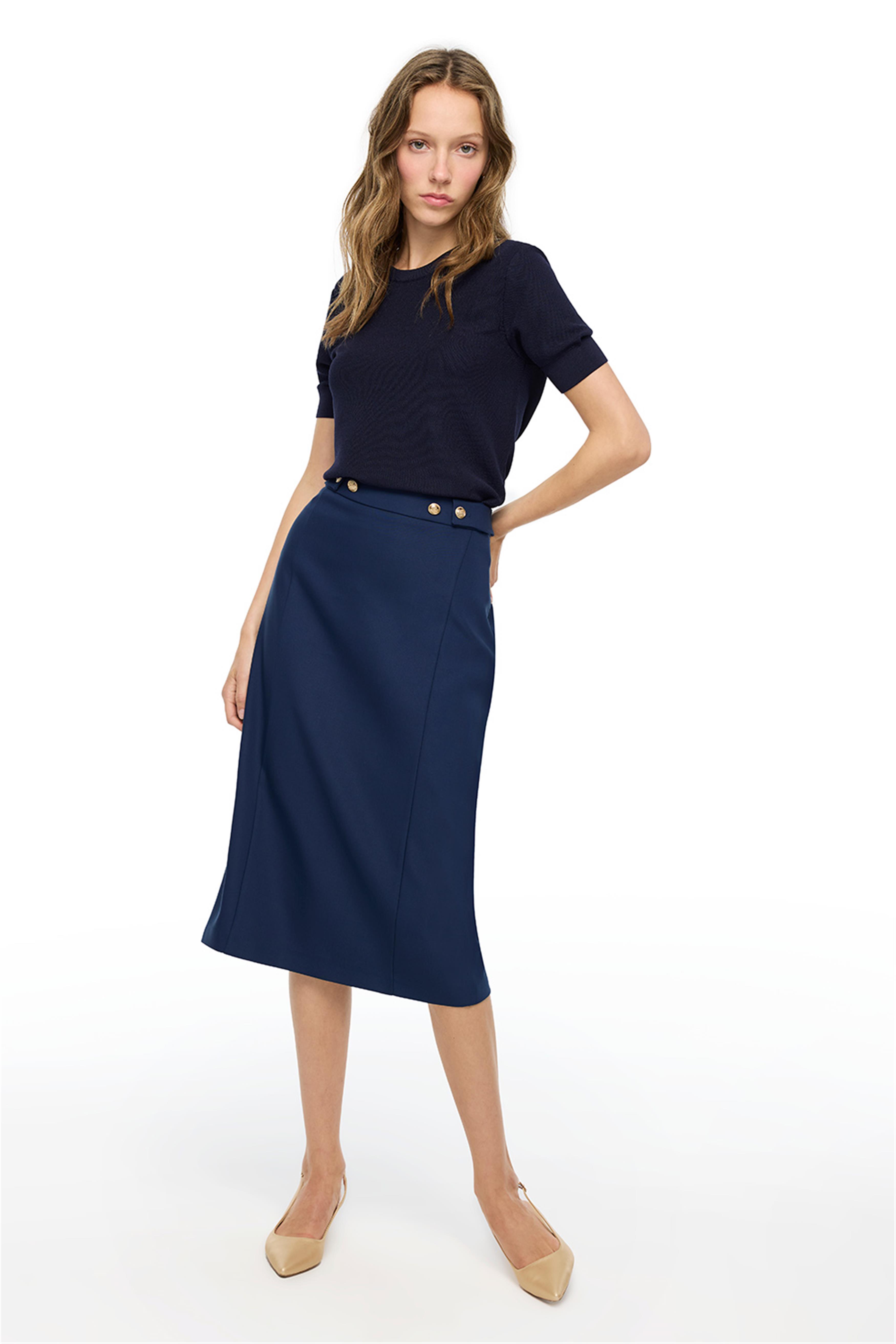 Lacivert Viskoz Karışımlı Triko Kazak