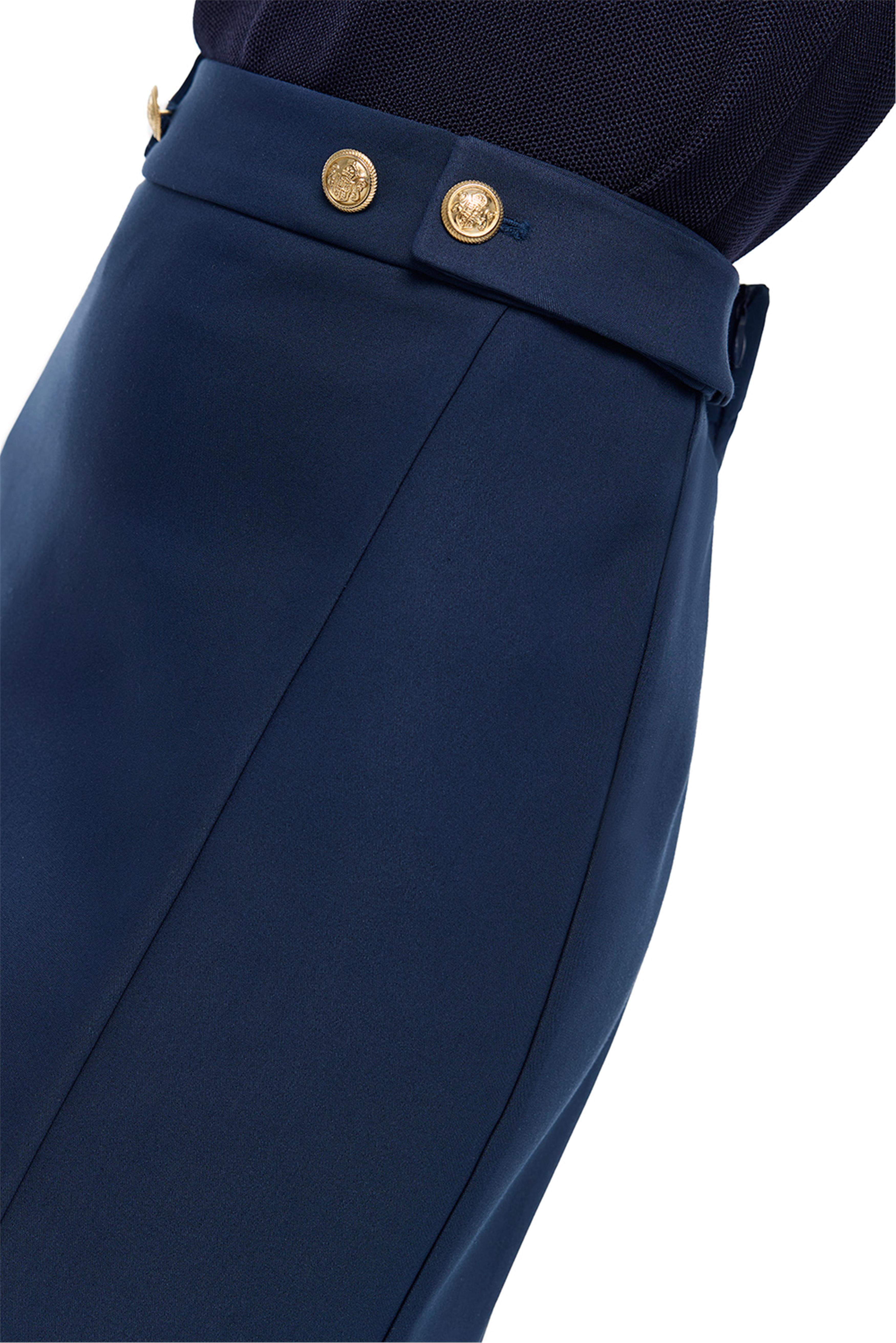 Lacivert Yüksek Bel Kalem Etek