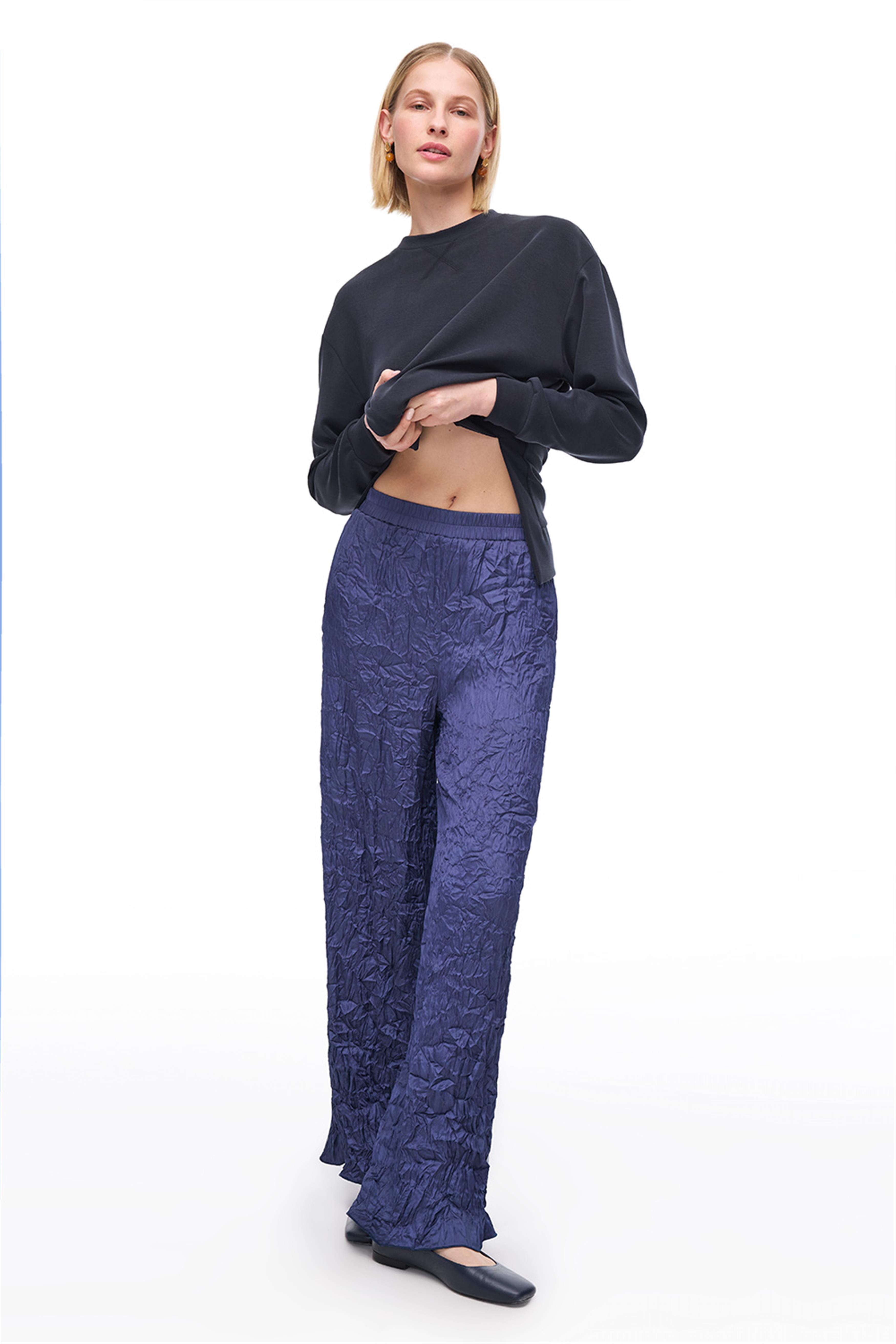 Lacivert Yüksek Bel Konforlu Pantolon