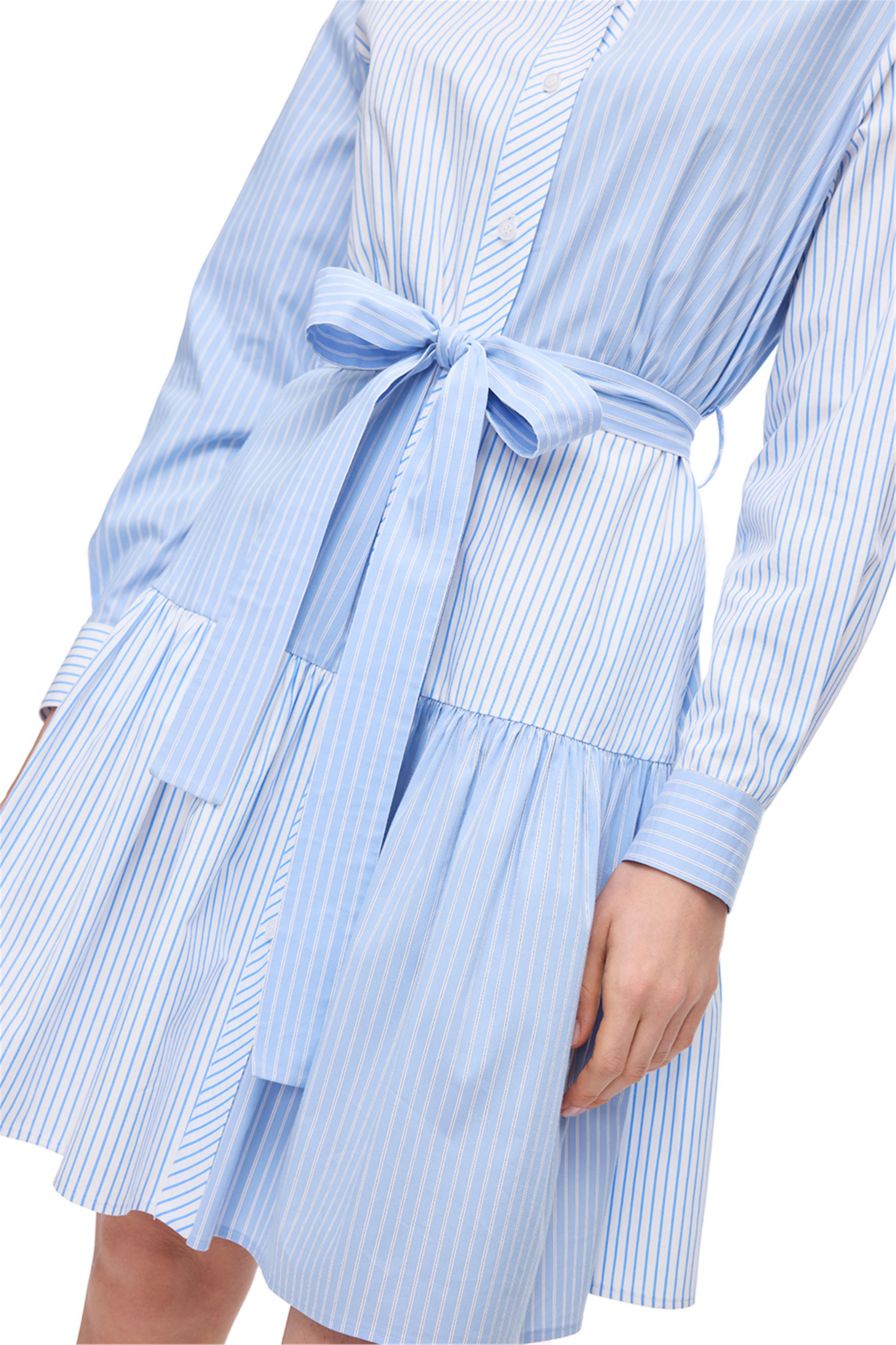 Mavi Beyaz Bowens Regular Fit Çizgili Mini Boy Elbise