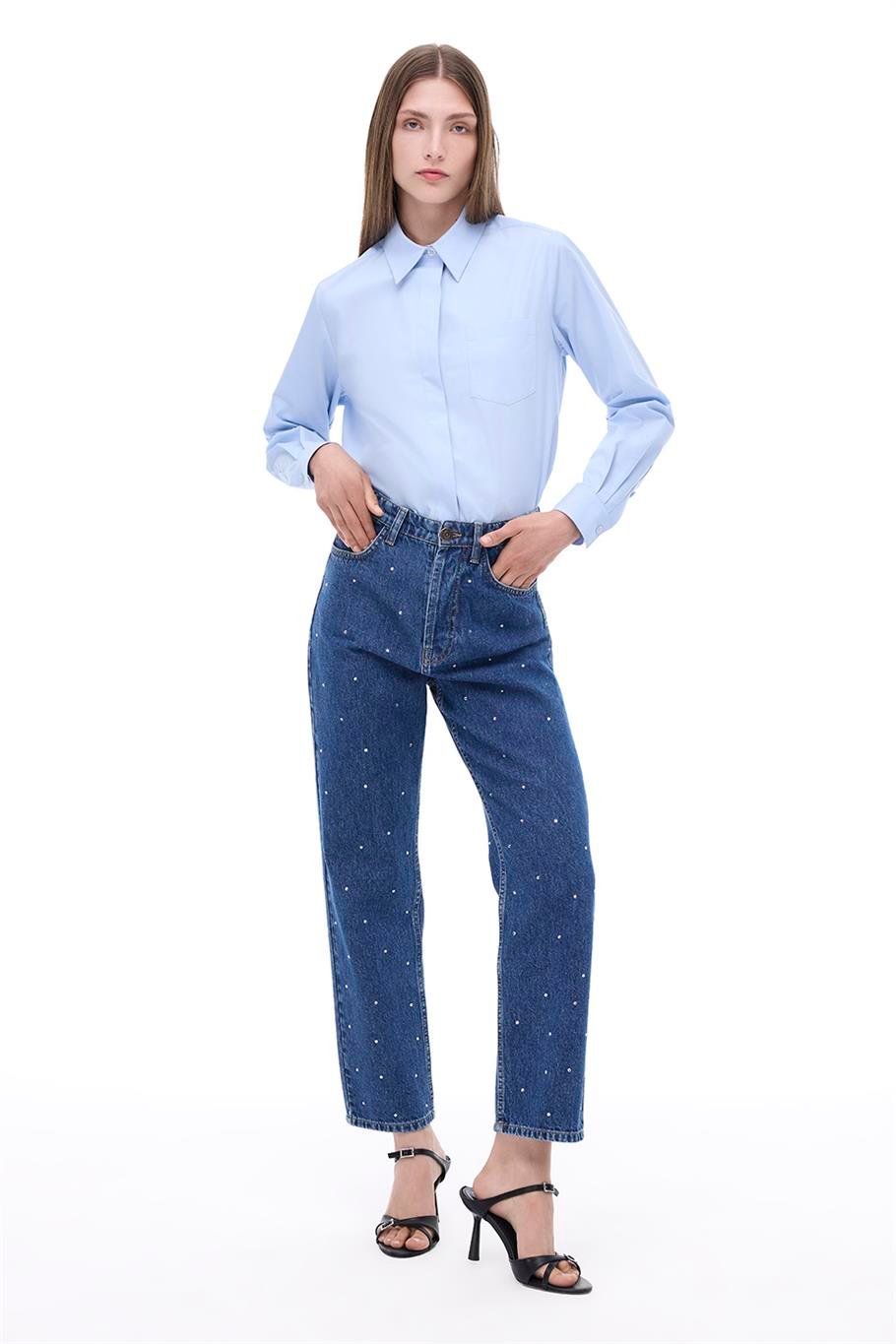 Mavi Klasik Yaka Gömlek