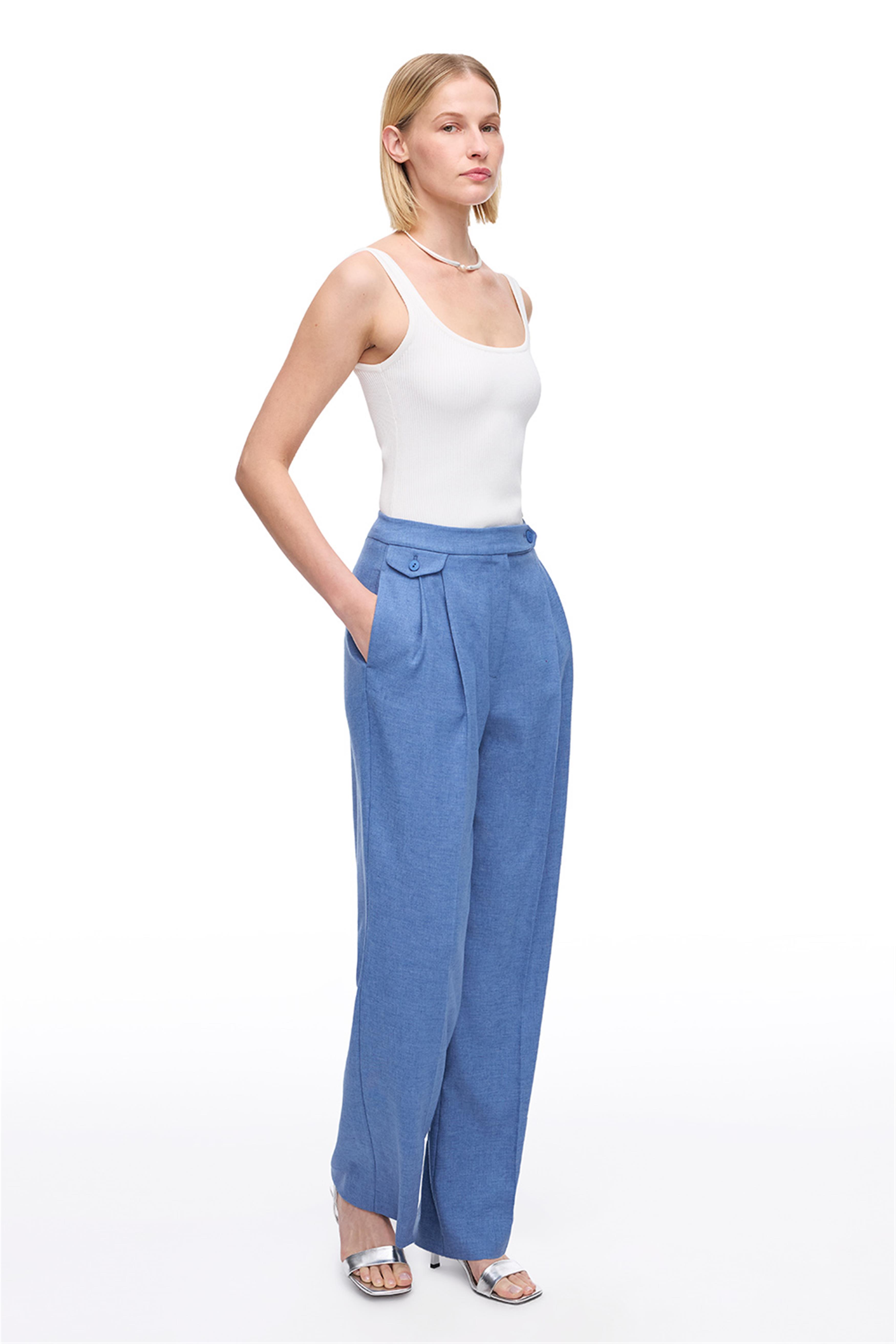 Mavi Yüksek Bel Pantolon