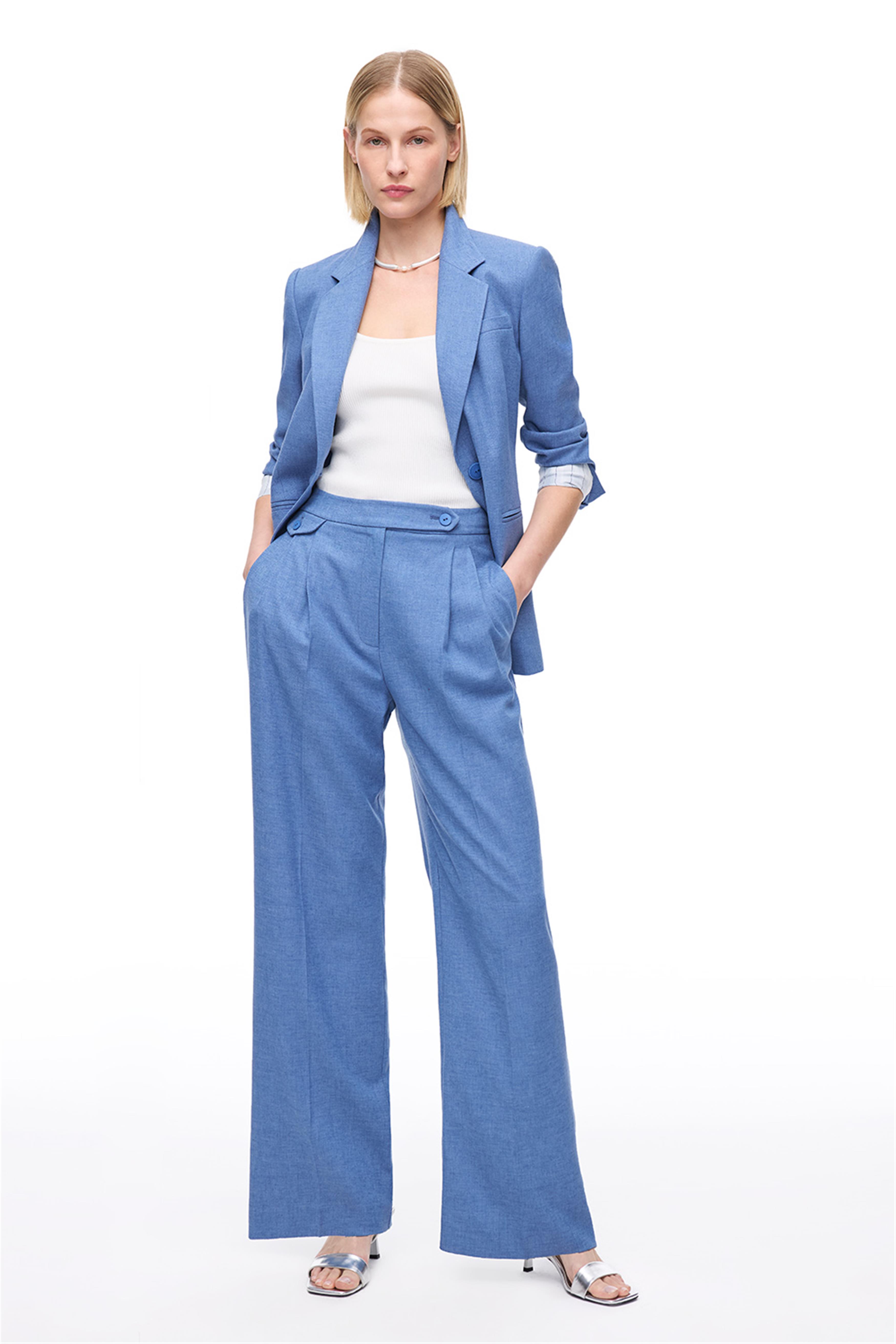 Mavi Yüksek Bel Pantolon