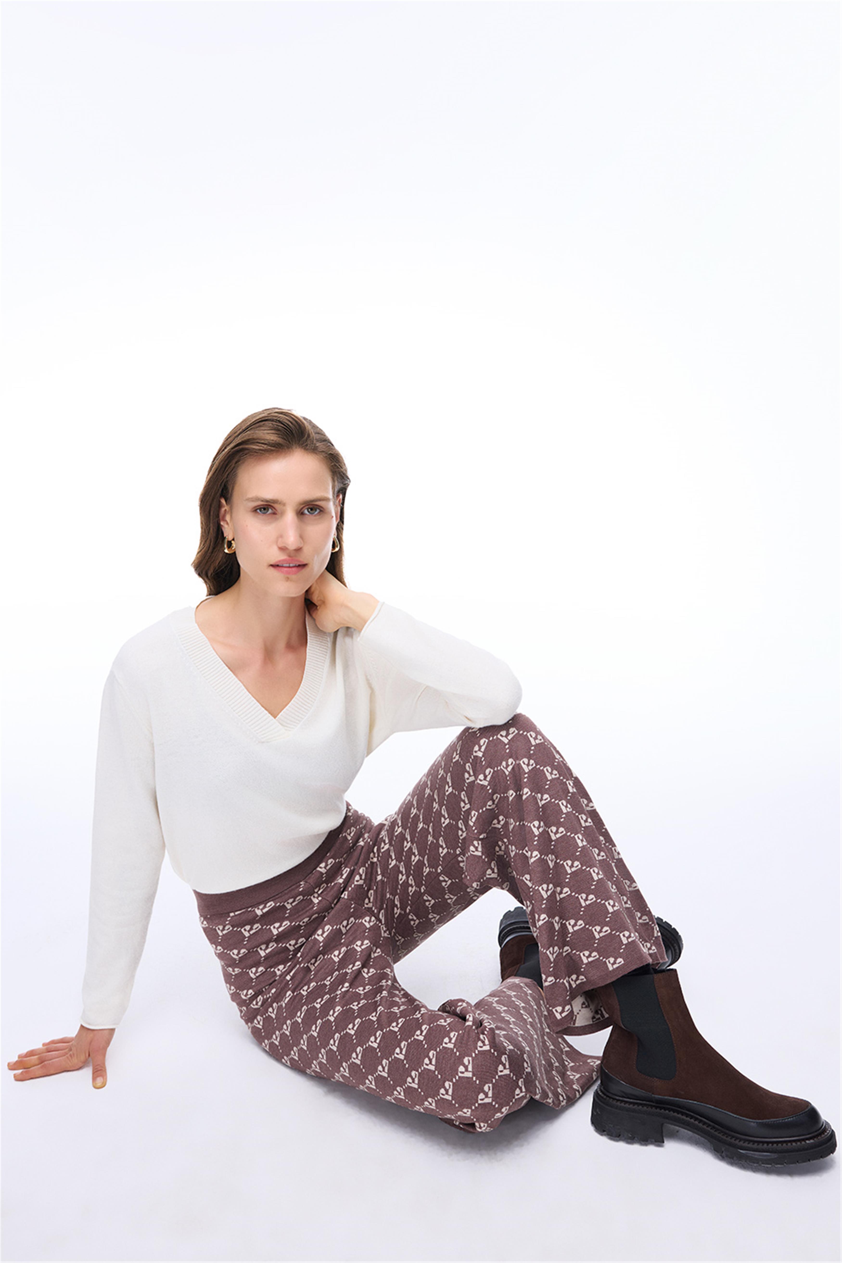 Mayra Regular Fit Standart Boy Ekru Renk Kadın Triko Bluz