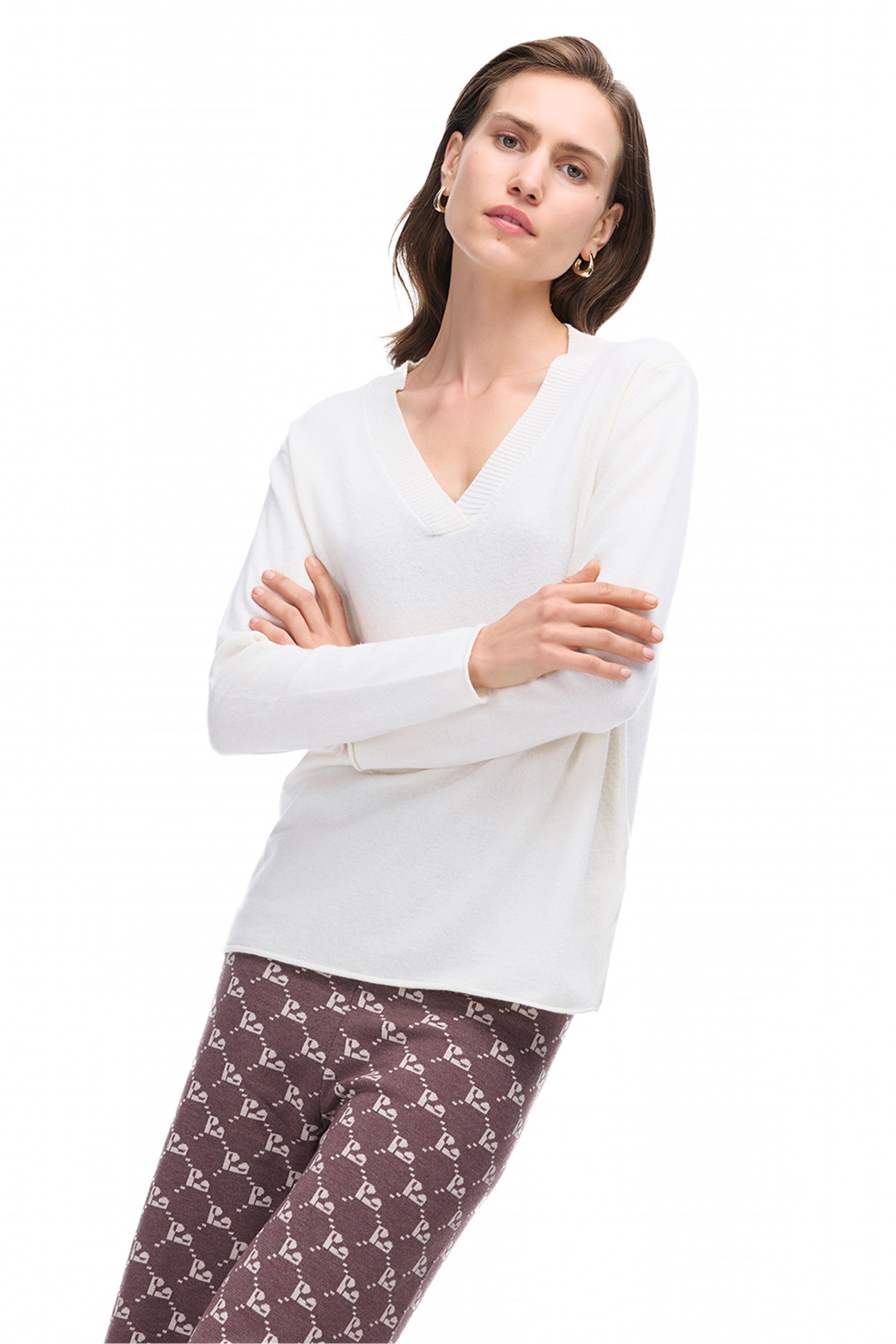 Mayra Regular Fit Standart Boy Ekru Renk Kadın Triko Bluz