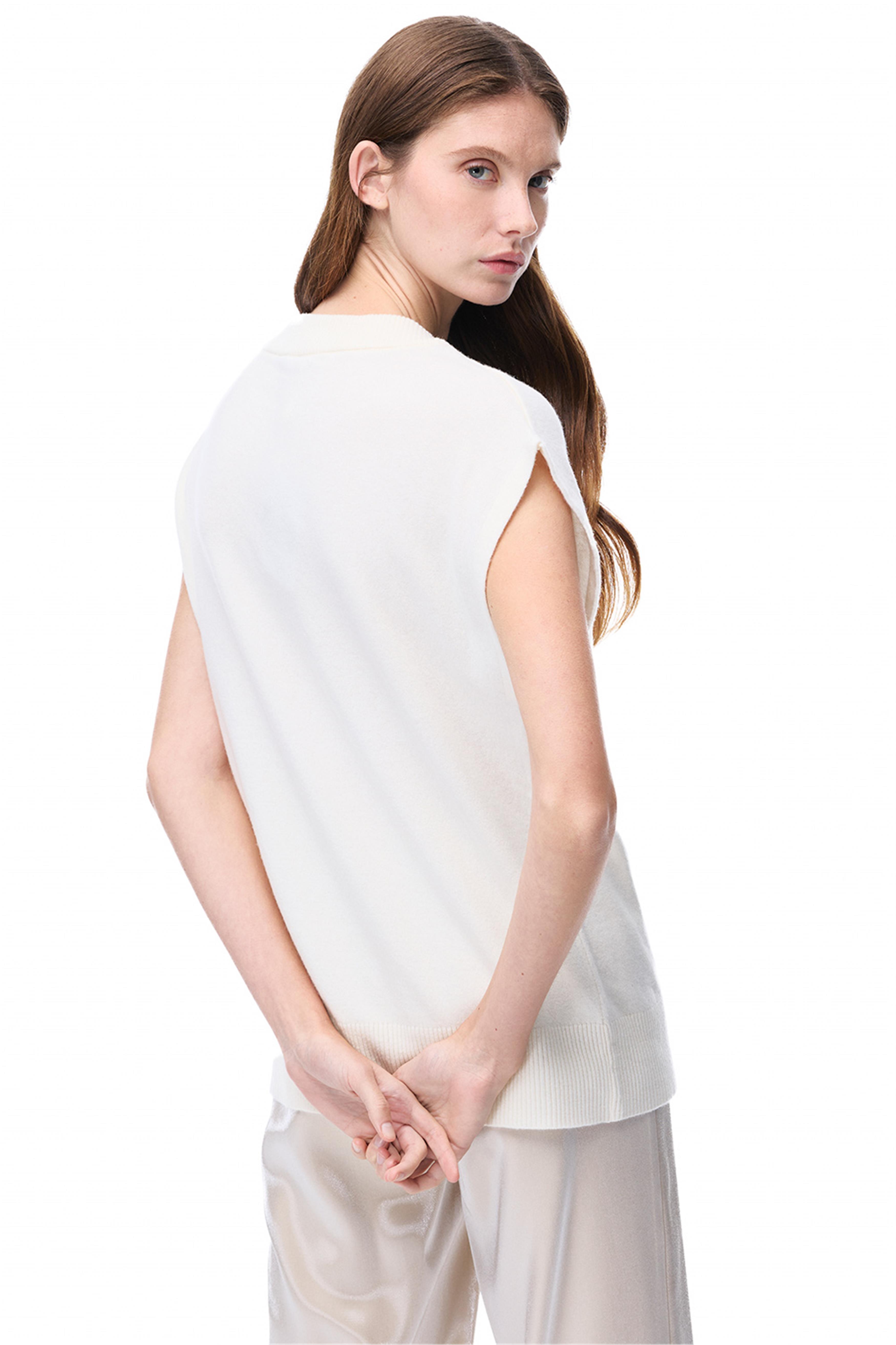 Mayra Regular Fit Standart Boy Süveter Görünümlü Ekru Renk Kadın Triko Bluz