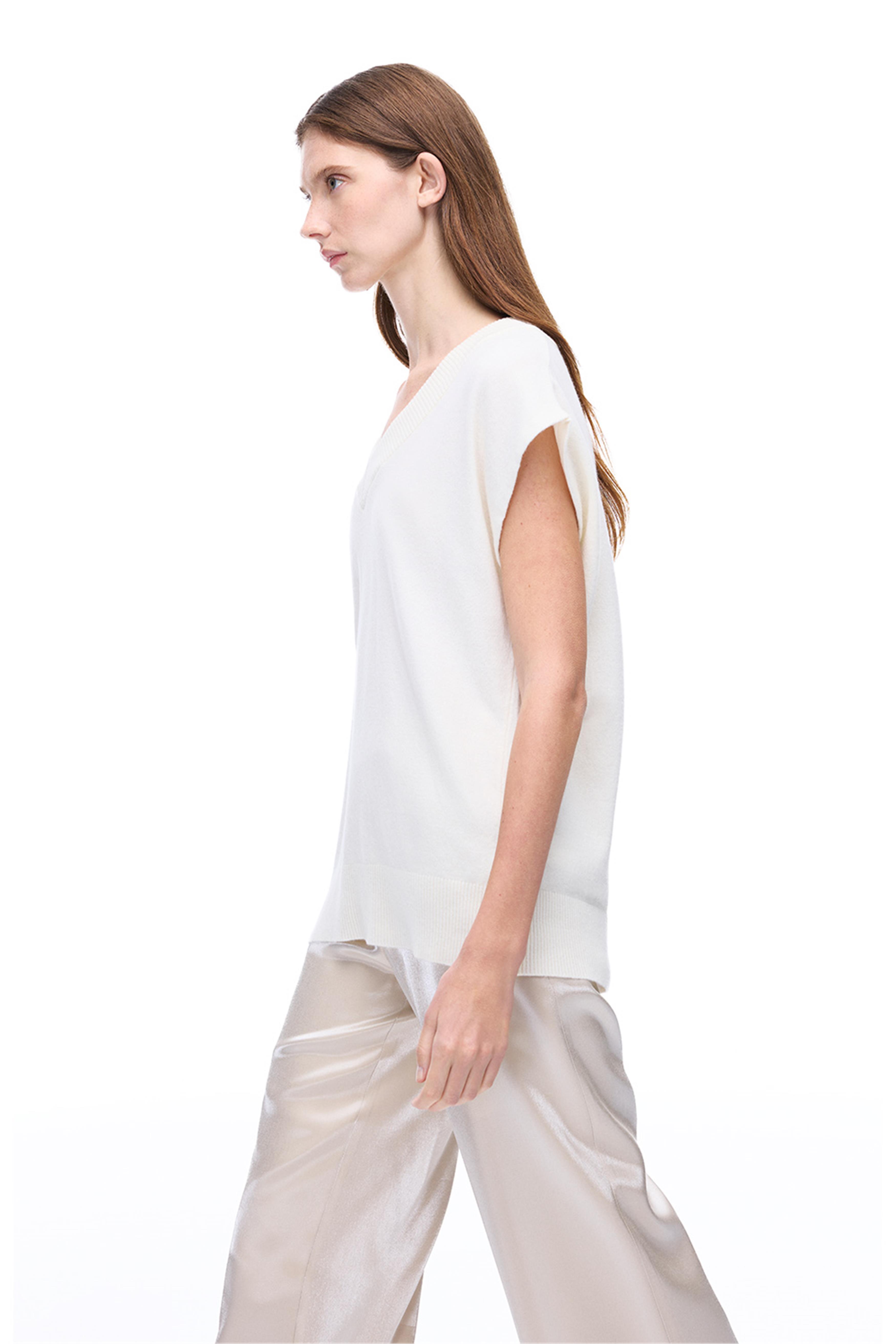 Mayra Regular Fit Standart Boy Süveter Görünümlü Ekru Renk Kadın Triko Bluz