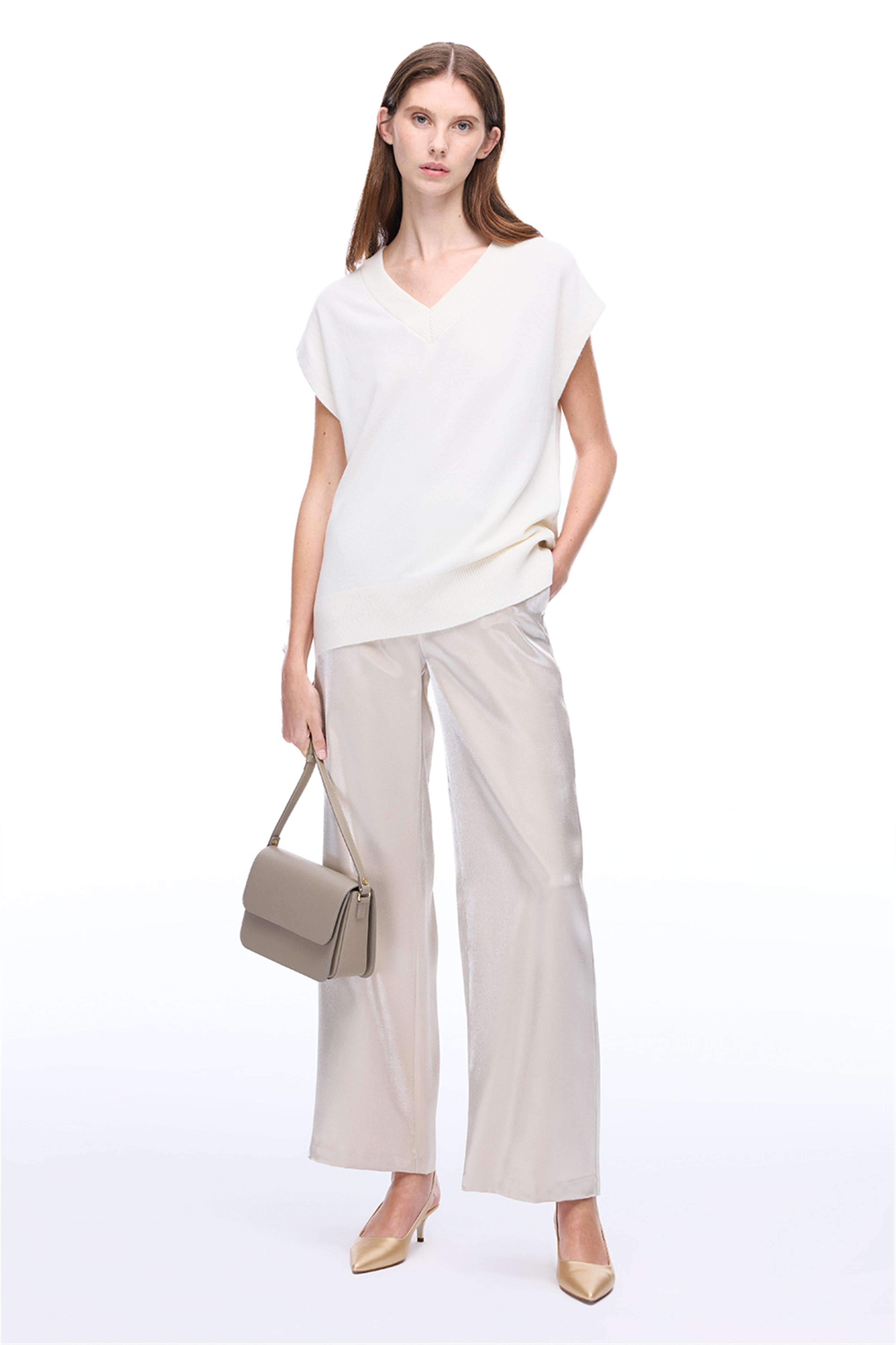 Mayra Regular Fit Standart Boy Süveter Görünümlü Ekru Renk Kadın Triko Bluz