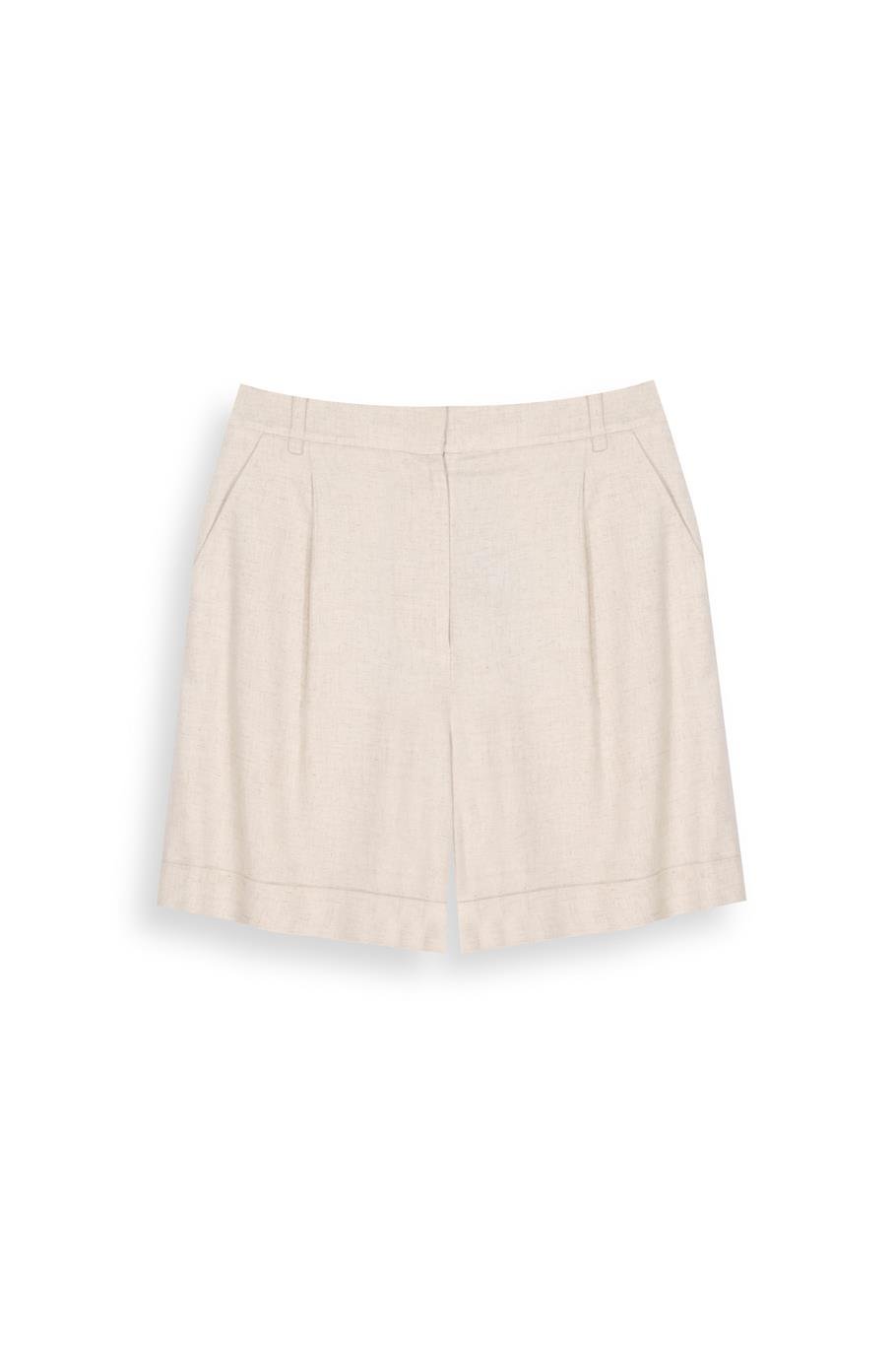 Monostar Regular Fit Boru Paça Bej Renk Kadın Şort