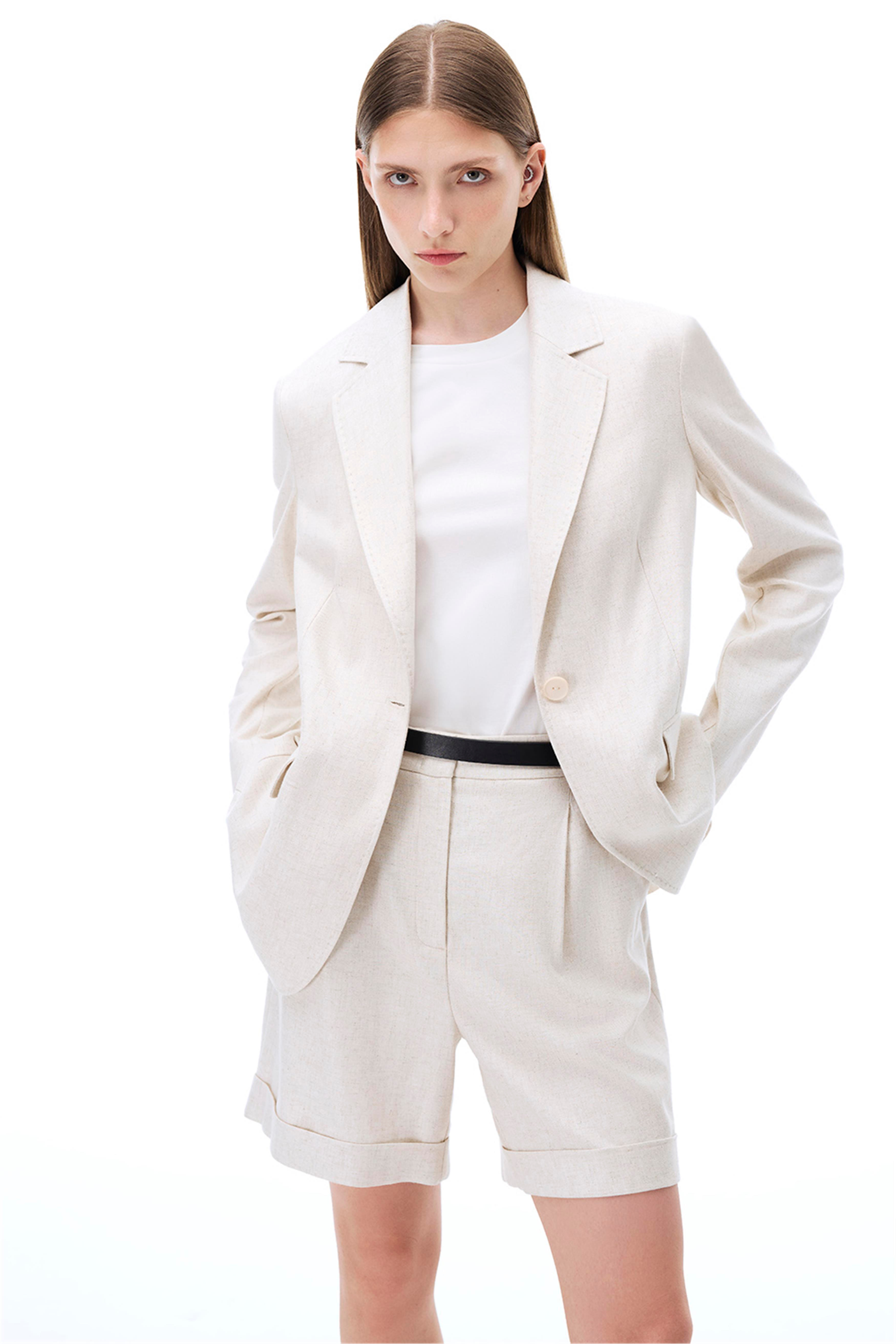 Monostar Regular Fit Standart Boy Takma Kol Ceket Yaka Bej Renk Kadın Ceket