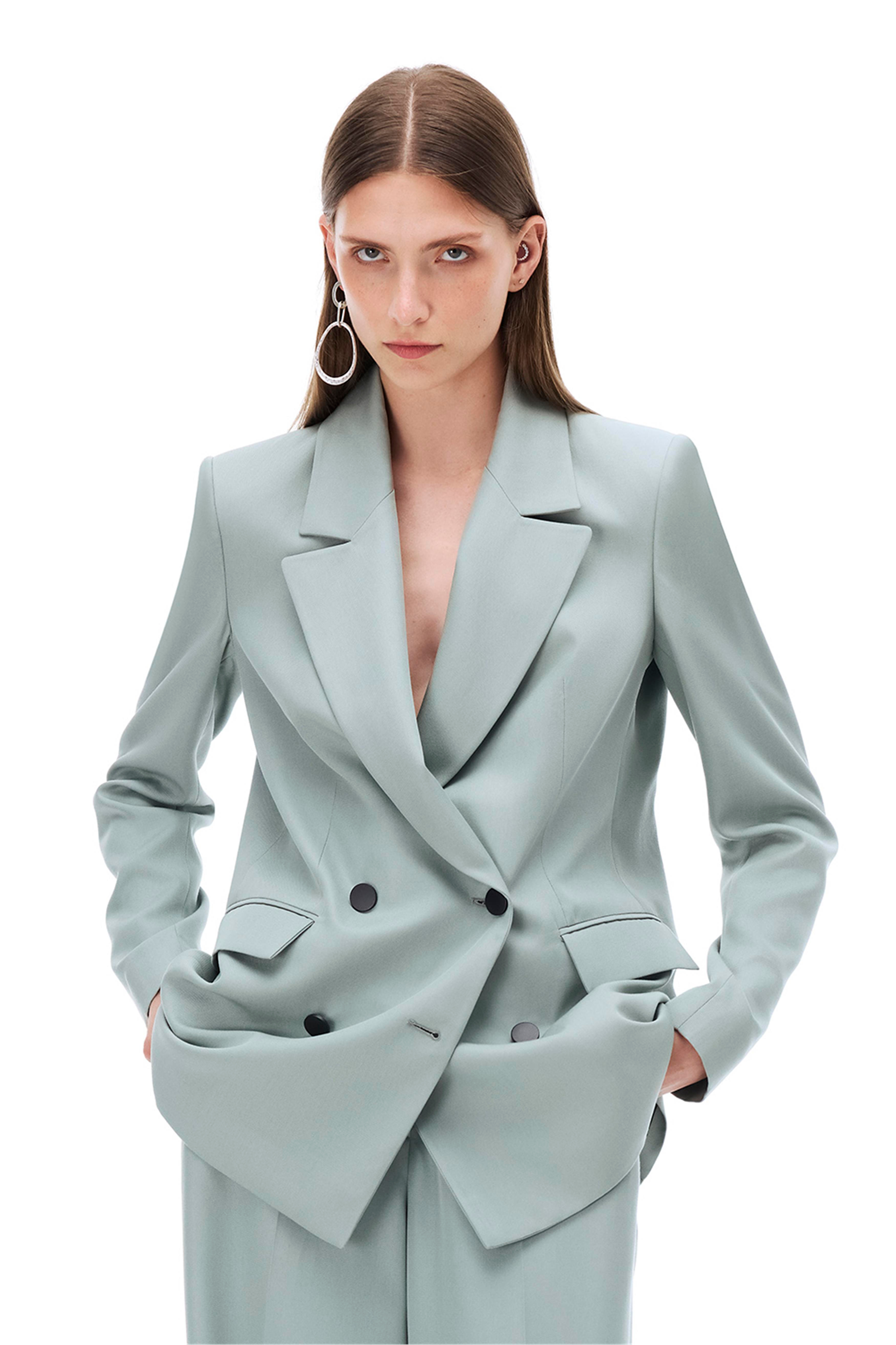 Morla Rahat Kalıp Takma Kol Erkek Yaka - Kruvaze Mint Ceket