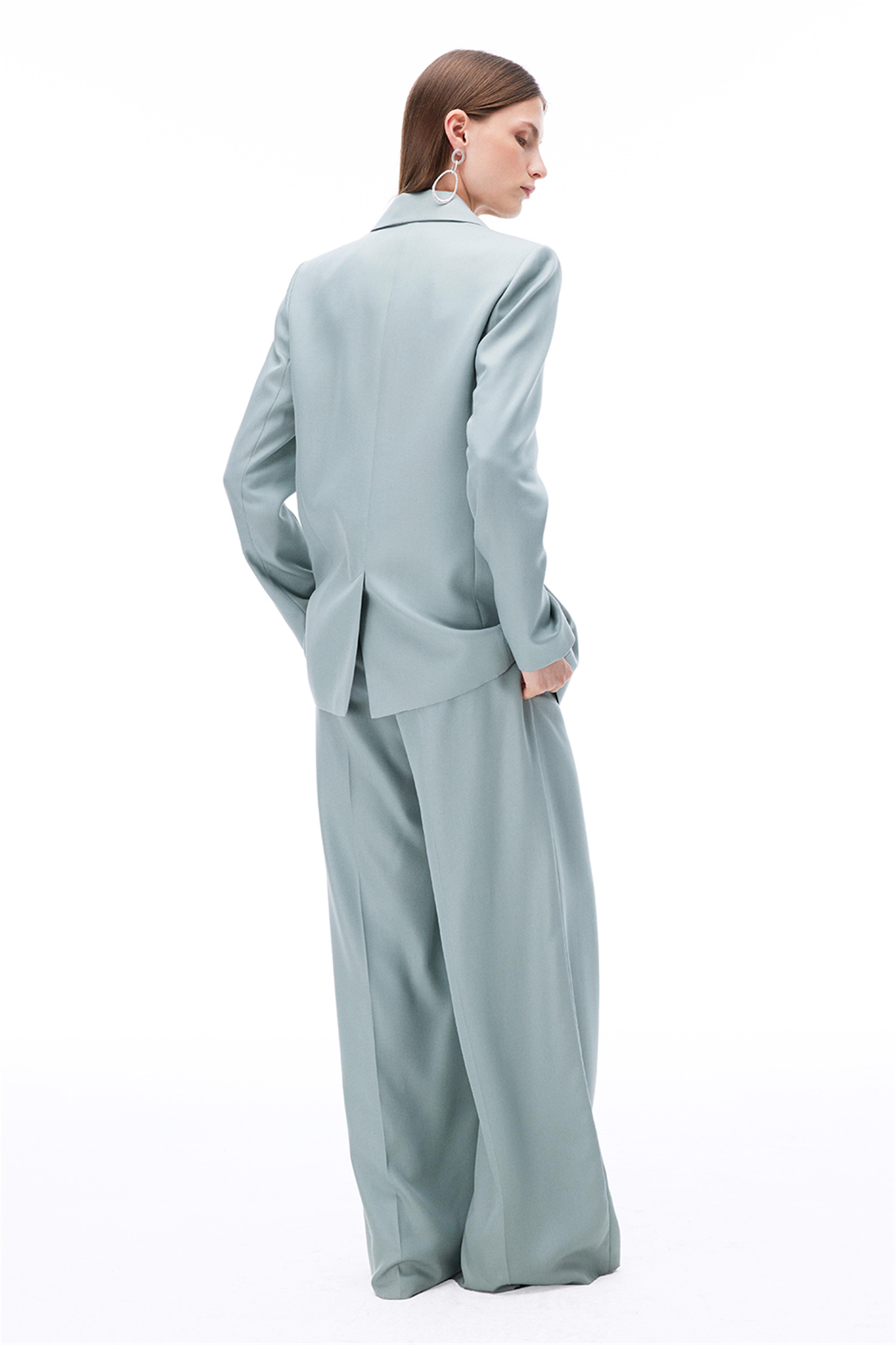 Morla Rahat Kalıp Takma Kol Erkek Yaka - Kruvaze Mint Ceket