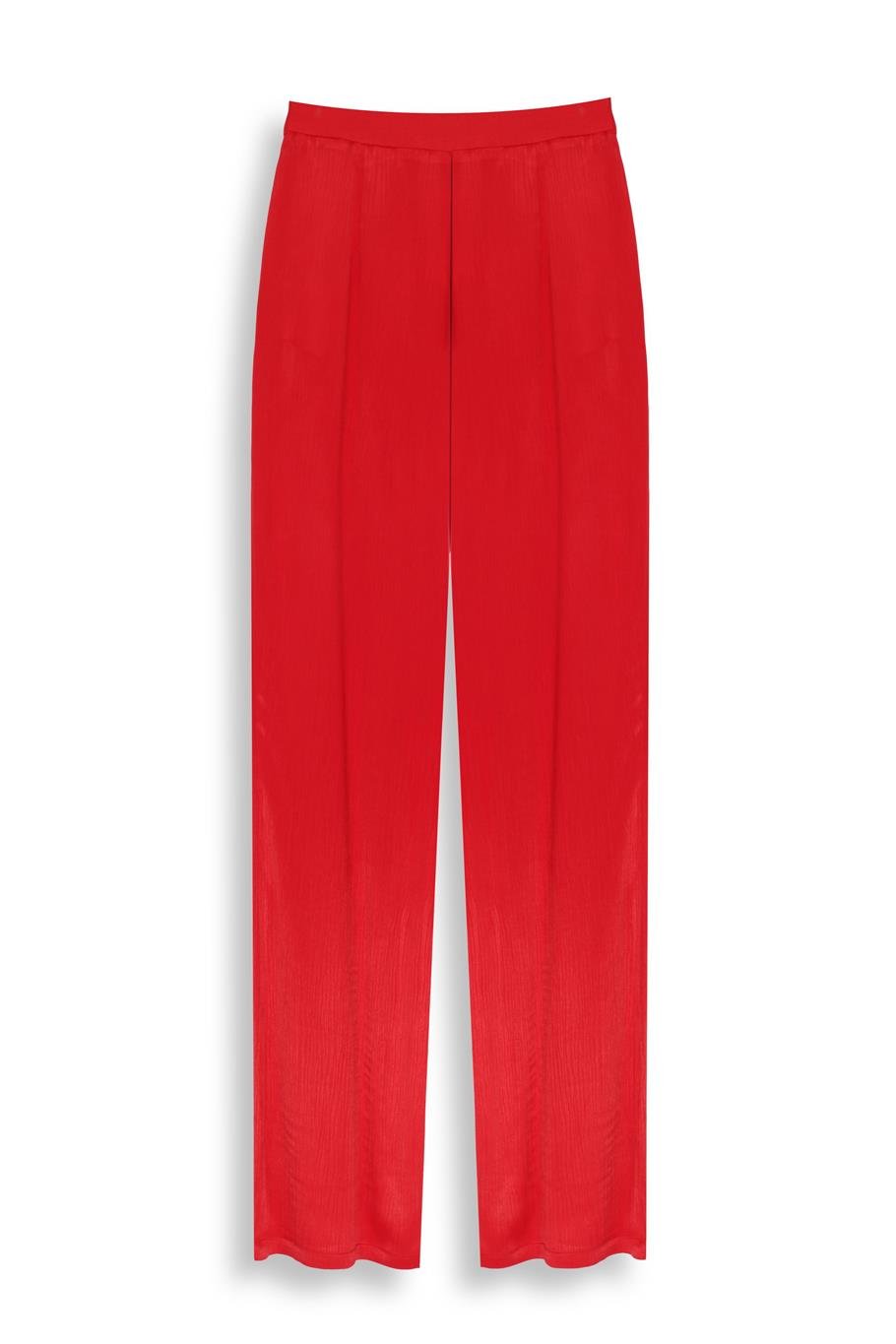 Mudita Standart Boy Geniş Paça Kırmızı Renk Kadın Pantolon
