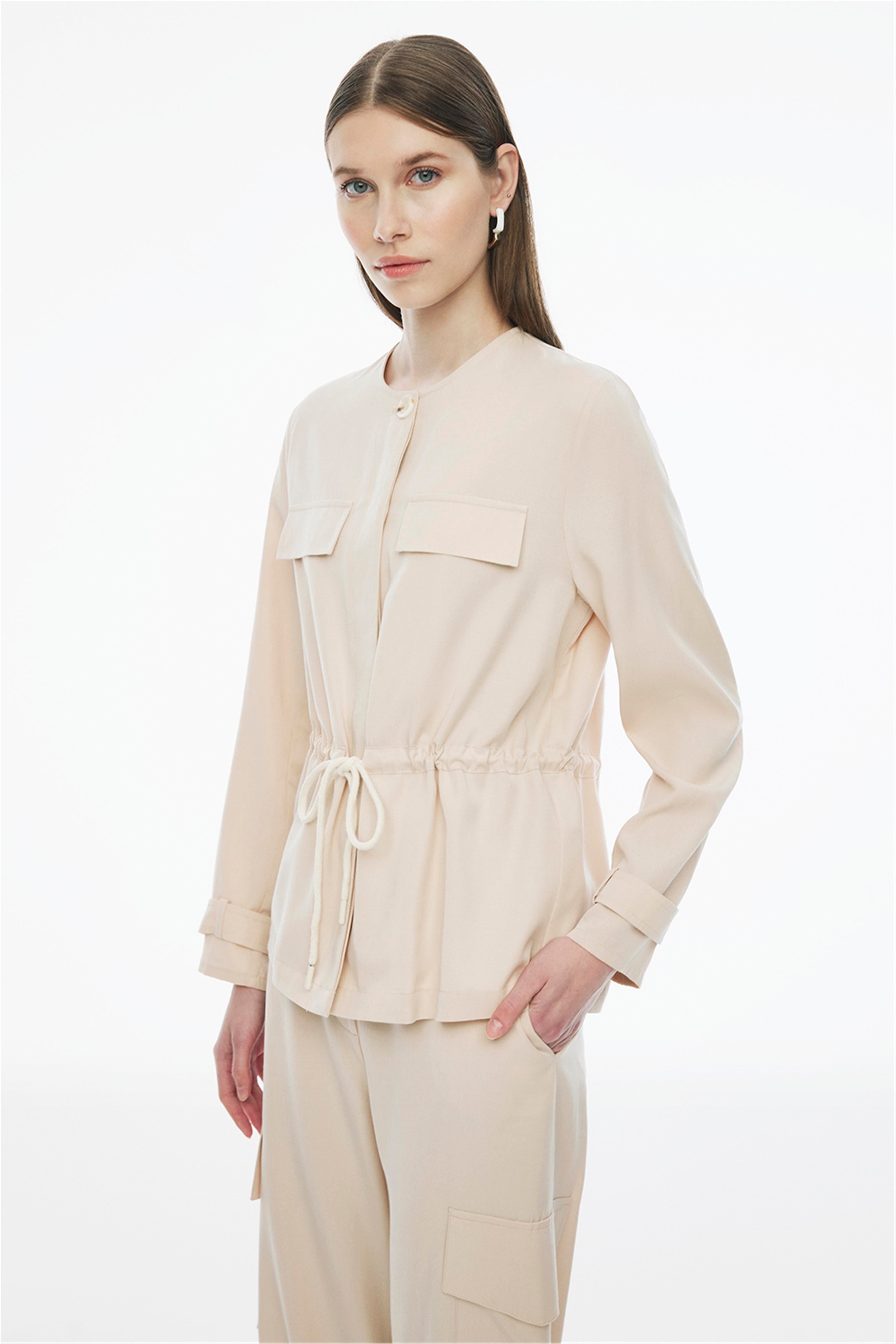 Rainer Bej Renk Regular Fit Gömlek Yaka Tulum