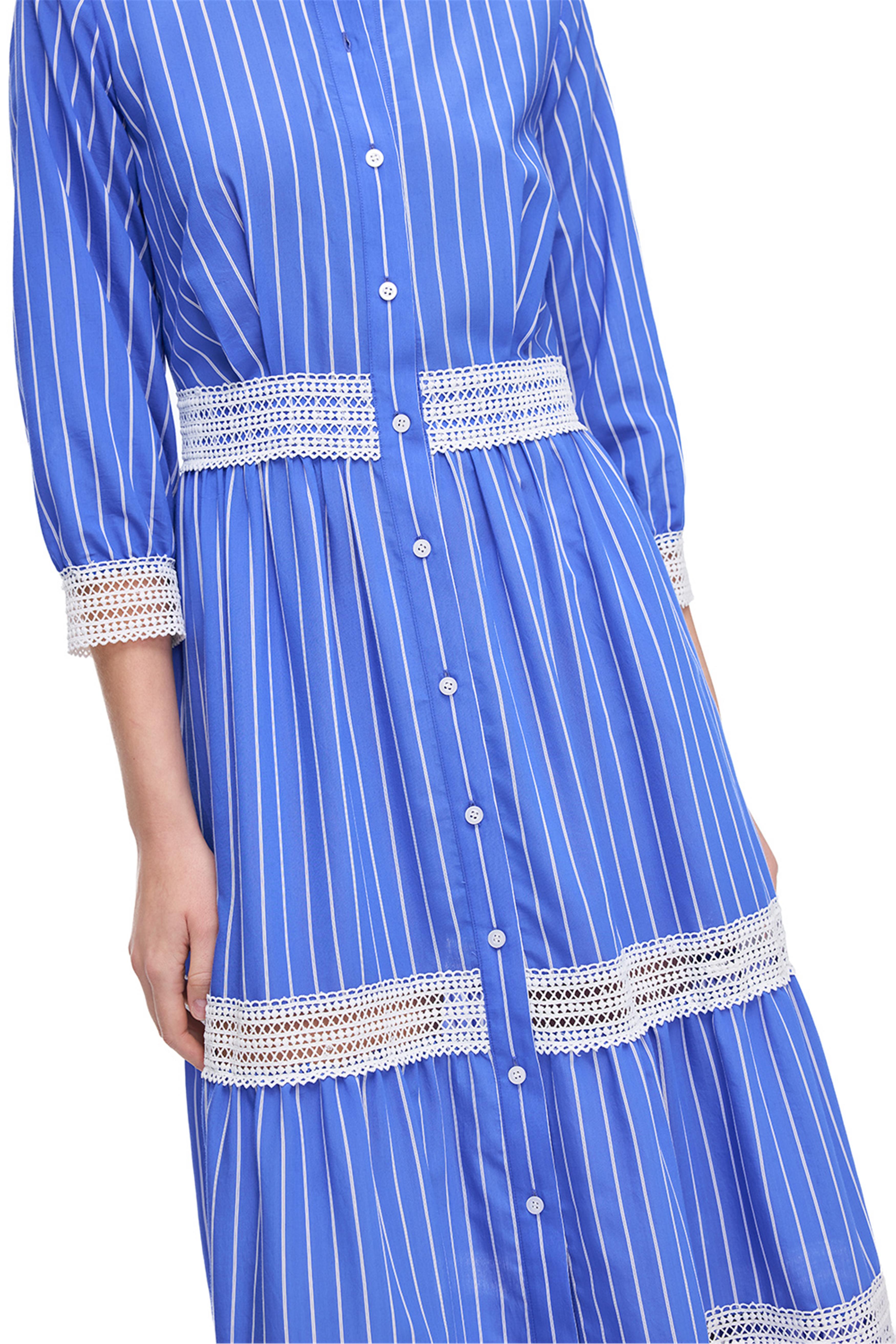 Saks Metz Regular Fit Çizgili Midi Boy Elbise