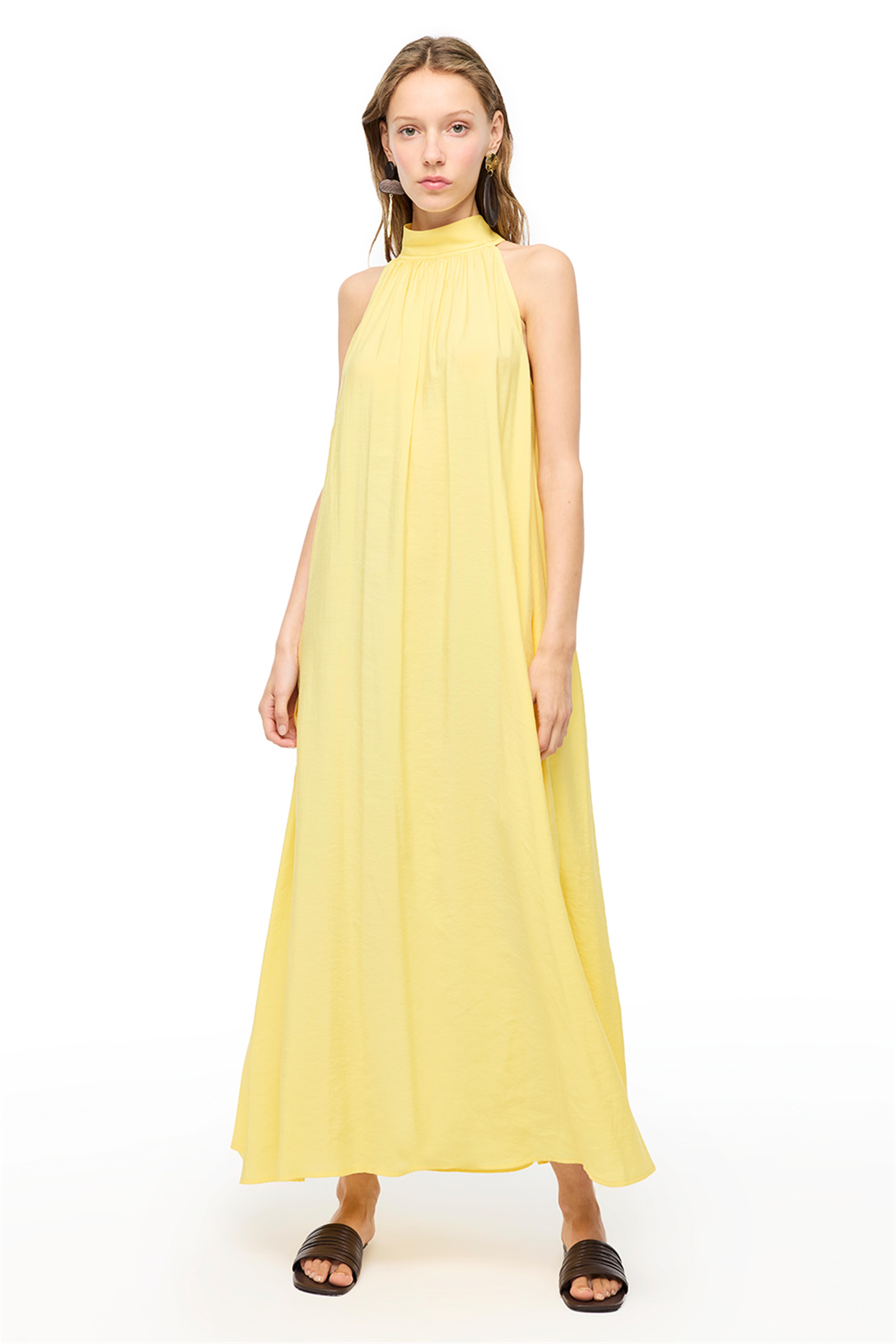 Sarı Askılı Balıkçı Yaka Elbise