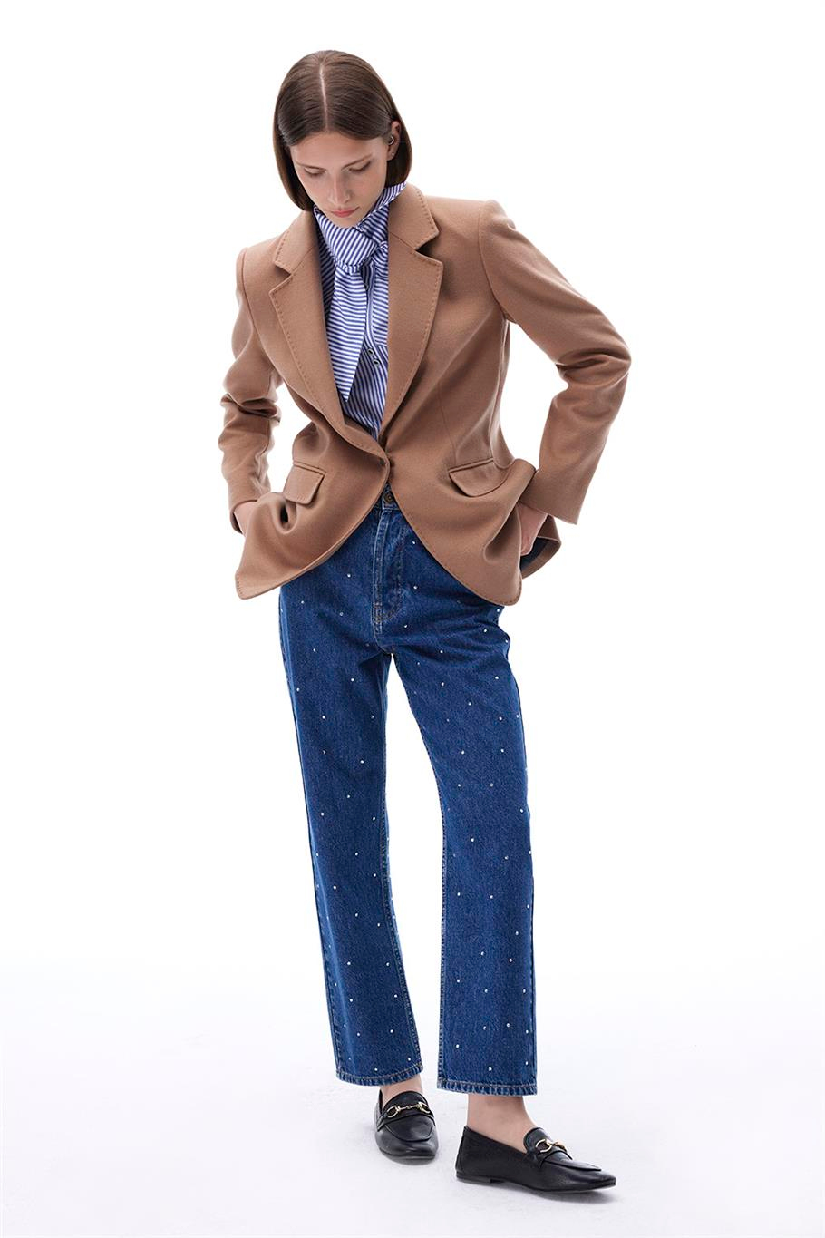 Sensorial Regular Fit Standart Boy Takma Kol Ceket Yaka Devetuyu Ceket