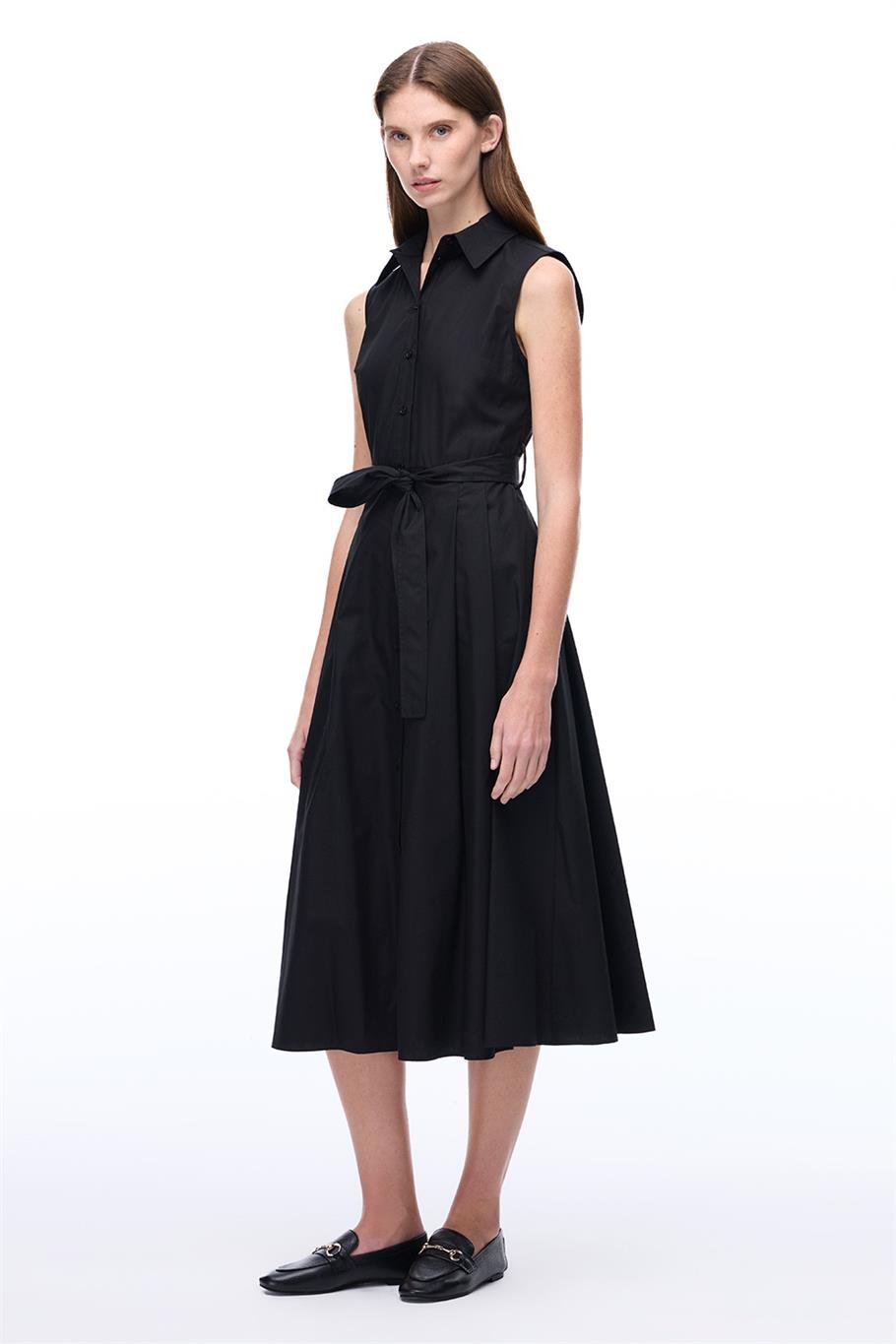 Siyah Amelias Regular Fit Midi Boy Elbise