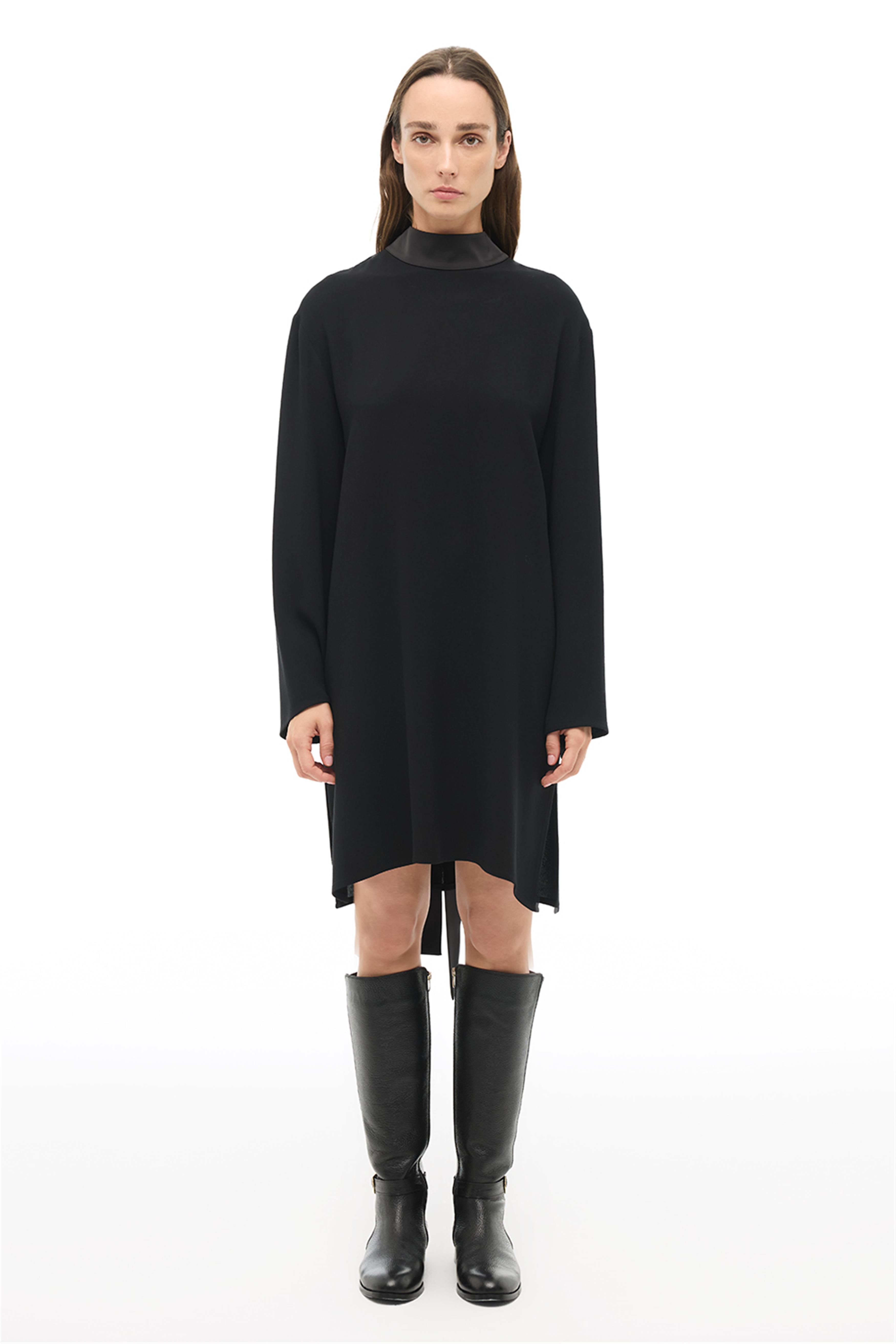 Siyah Bağlamalı Mini Elbise