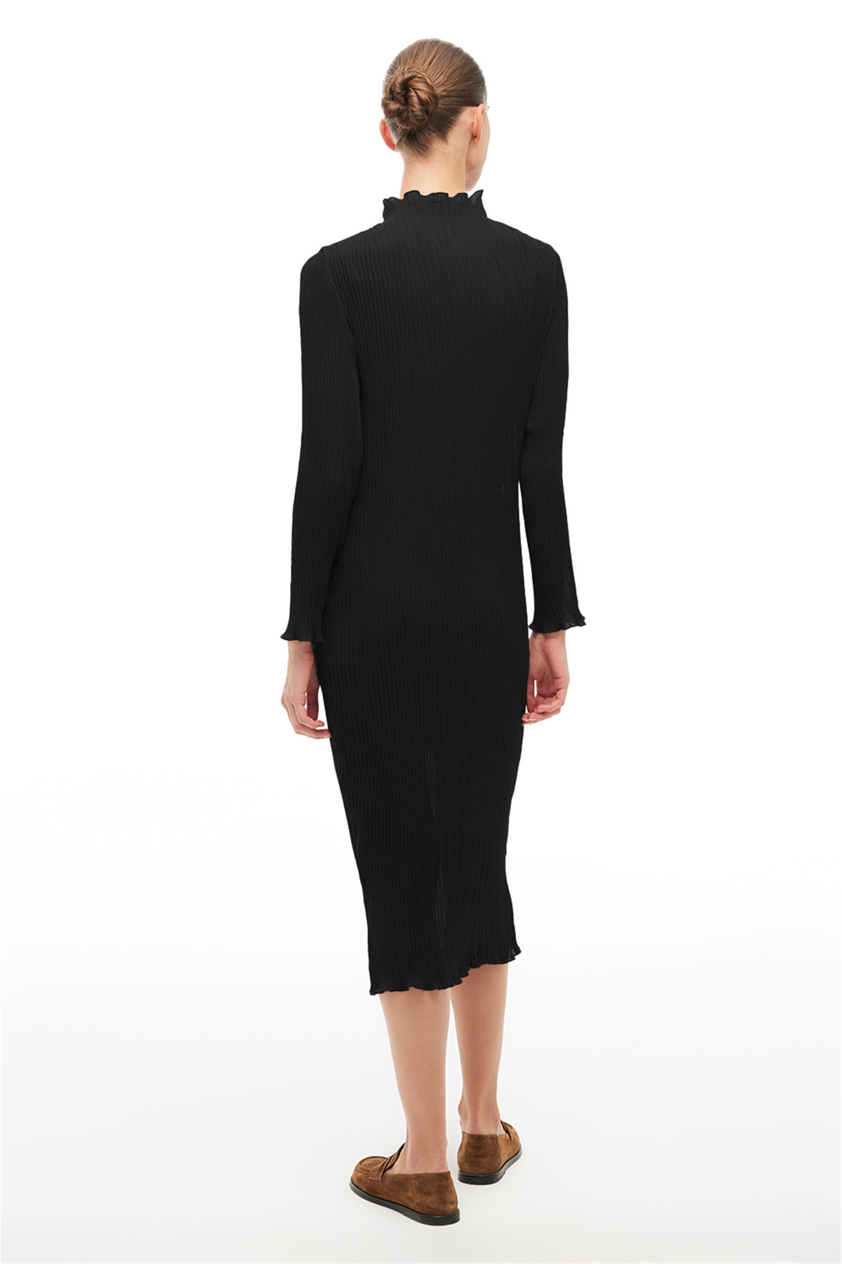 Siyah Balıkçı Yaka Midi Elbise