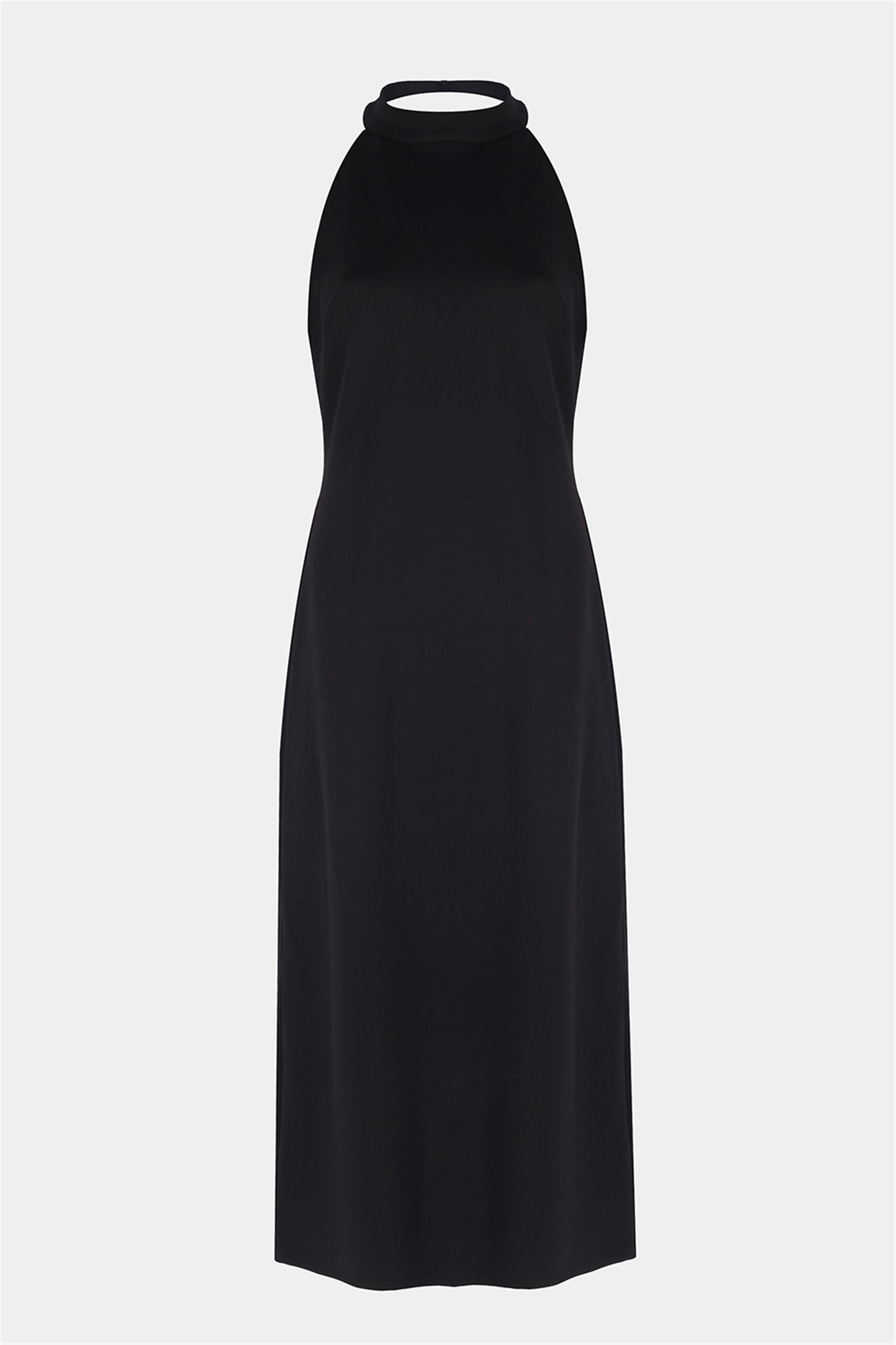 Siyah Danys Slim Fit Midi Boy Elbise