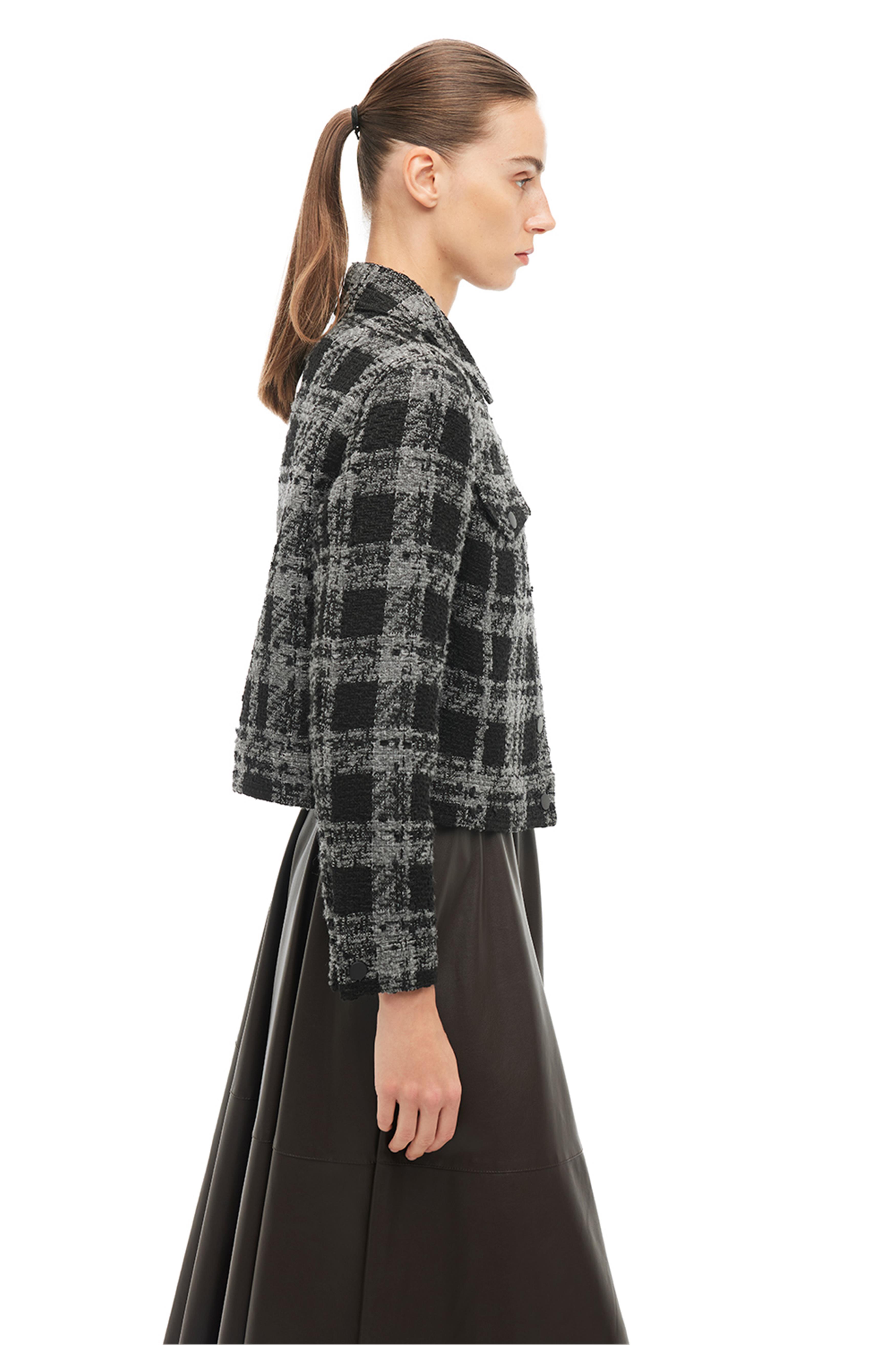 Siyah Ekoseli Klasik Yaka Ceket