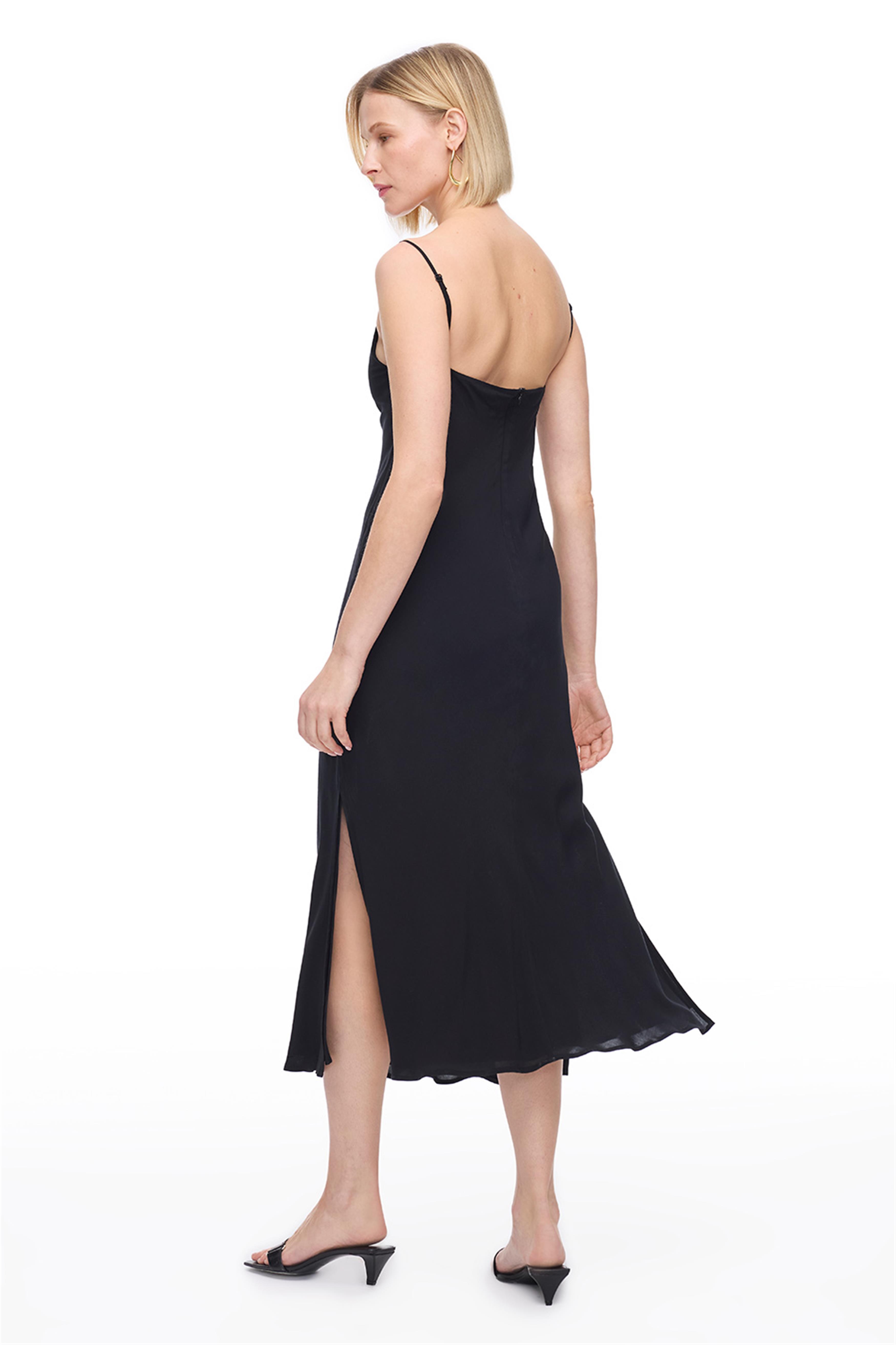 Siyah Emiras Rahat Kalıp Bilek Boy Elbise