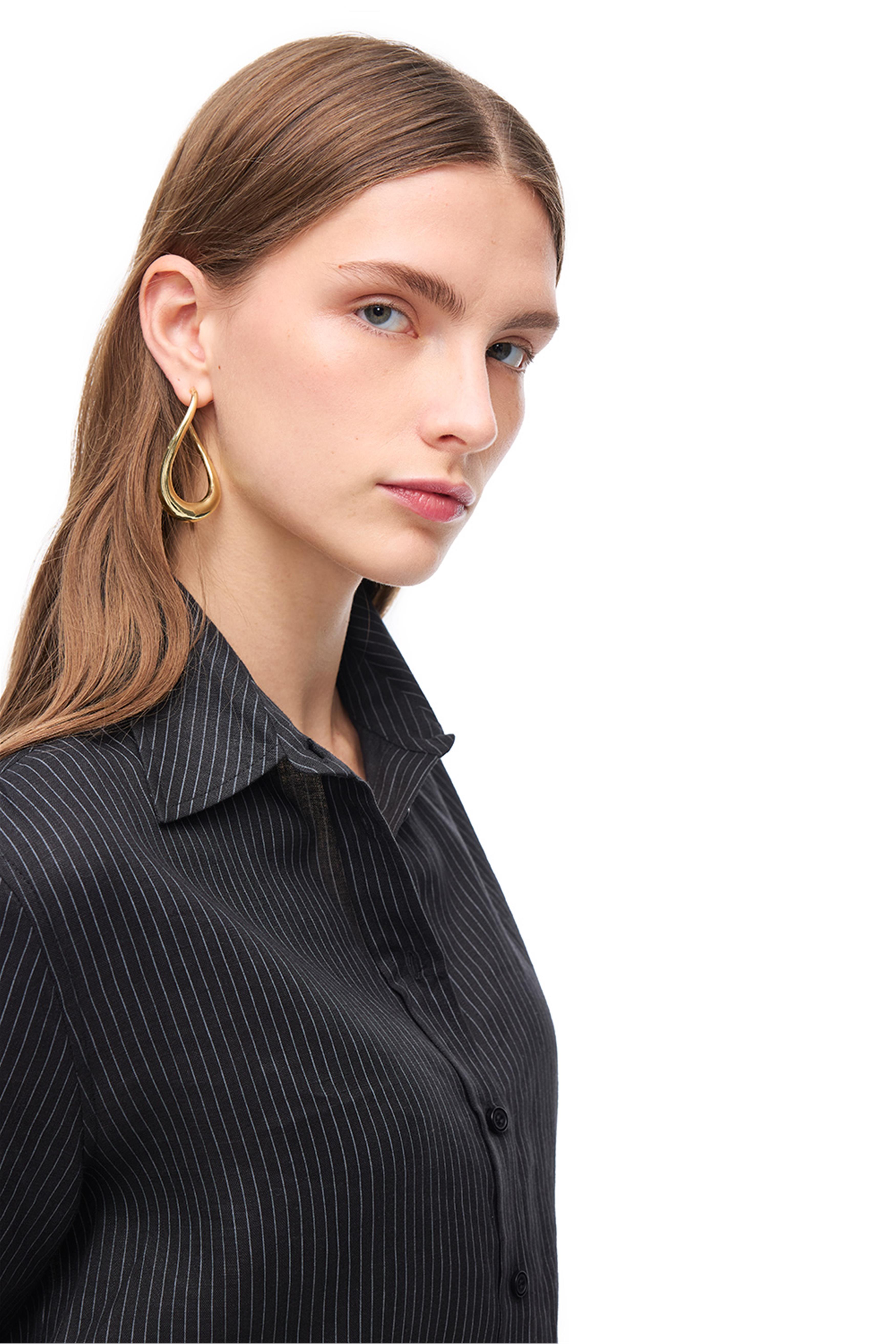 Siyah Gads Rahat Kalıp Kısa Kol Gömlek