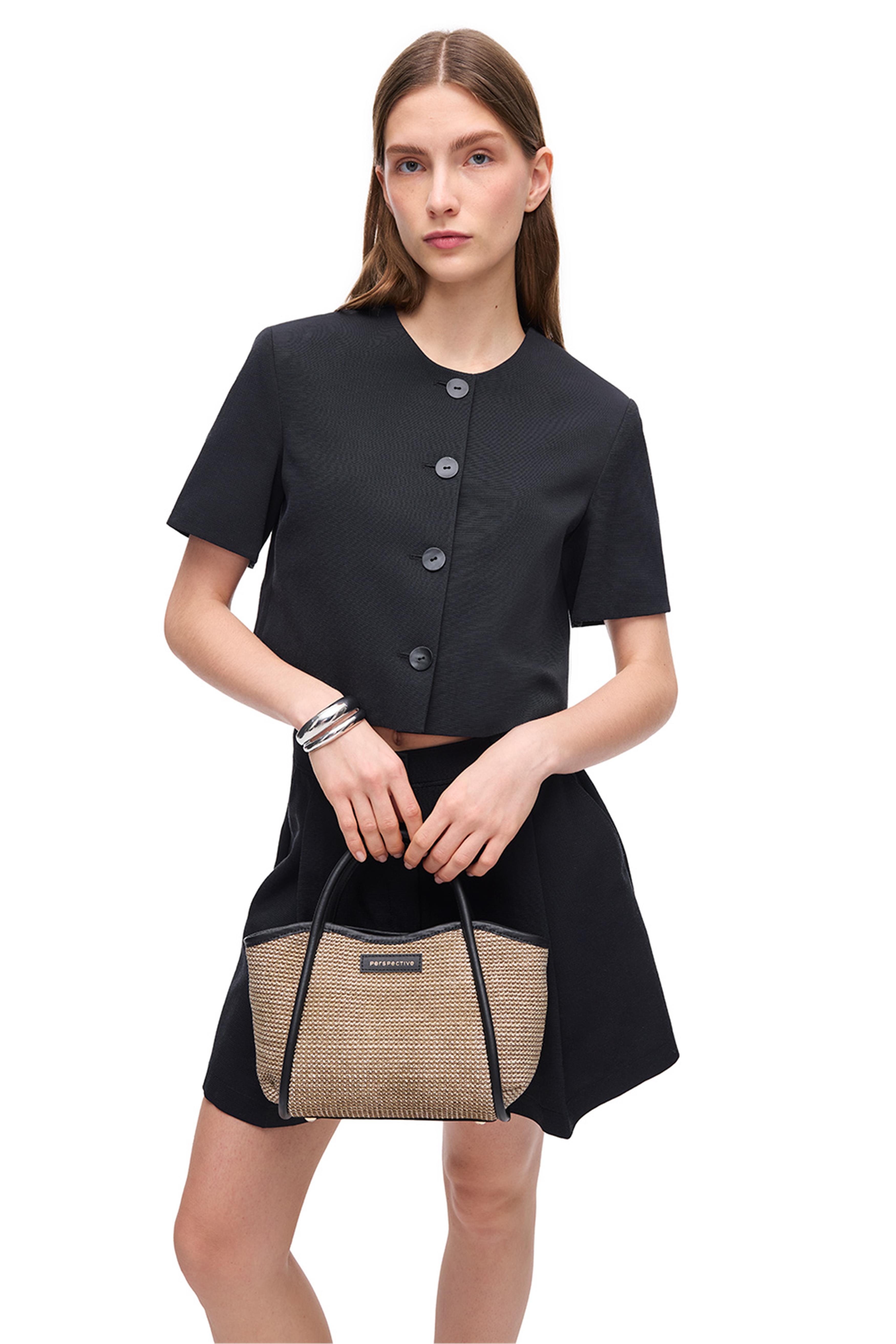 Siyah Kısa Kollu Pamuklu Ceket