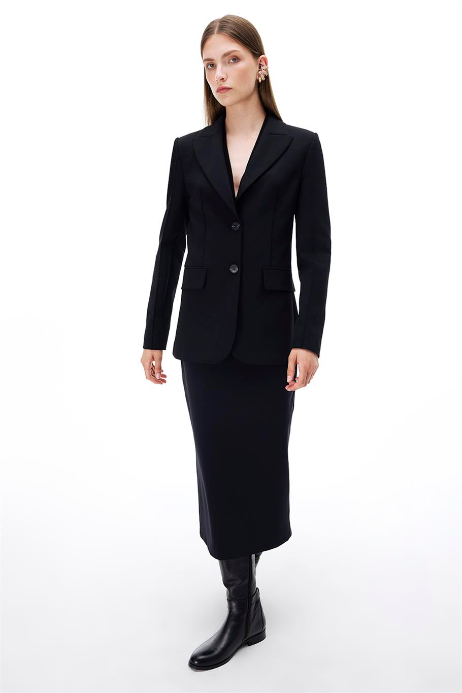 Siyah Klasik Yaka Ceket