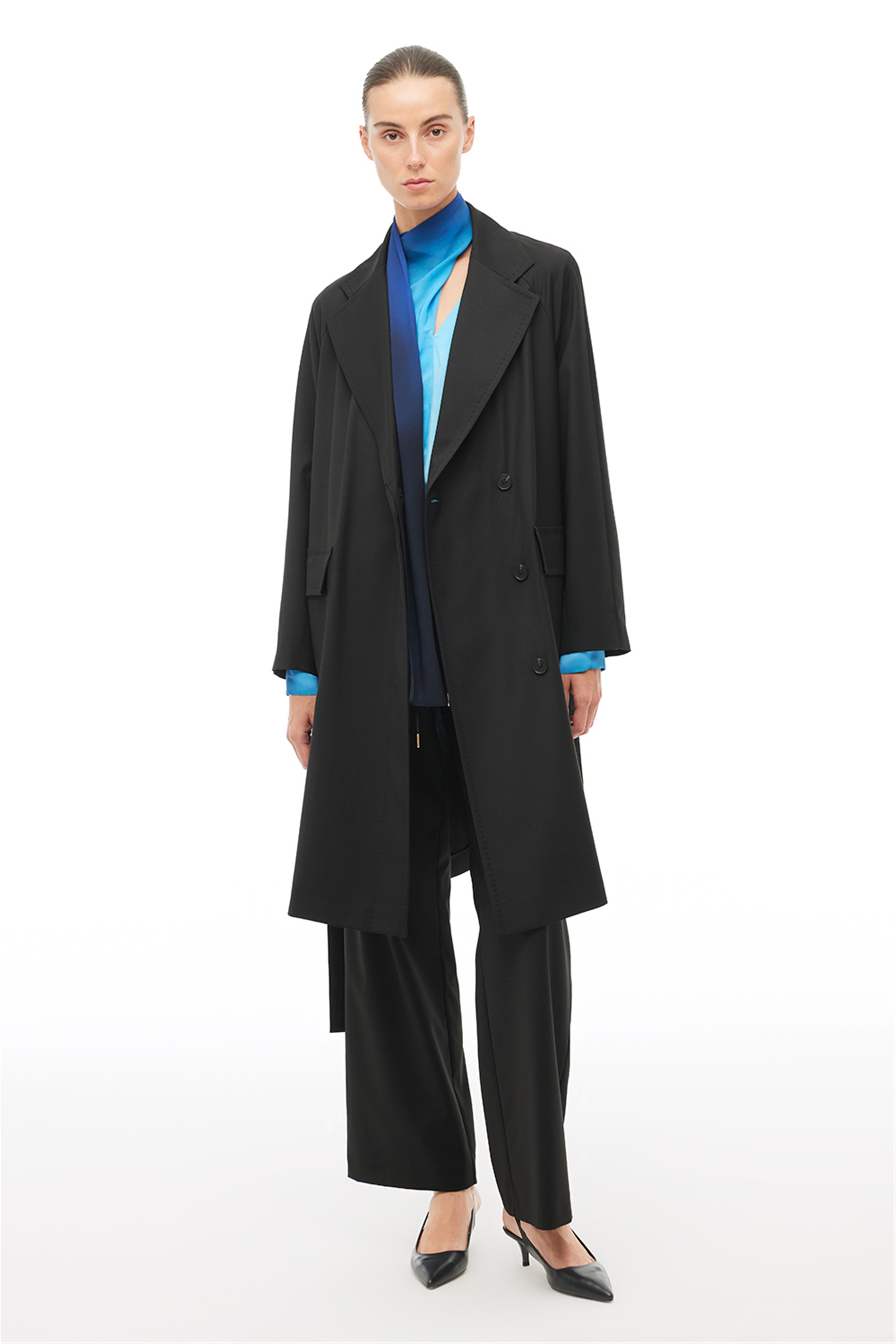 Siyah Klasik Yaka Uzun Kaban