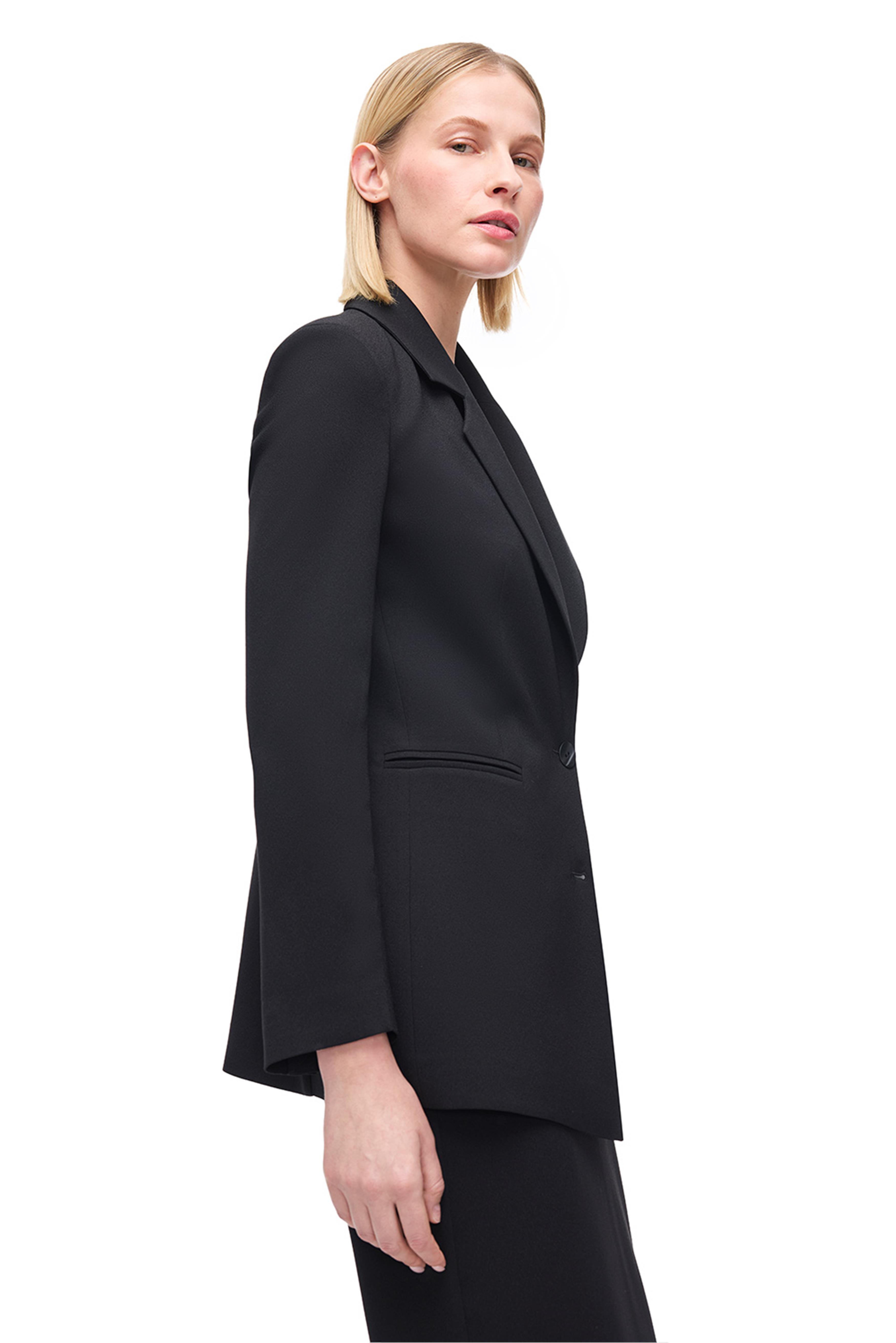 Siyah Klasik Yaka Uzun Kollu Viskoz Ceket