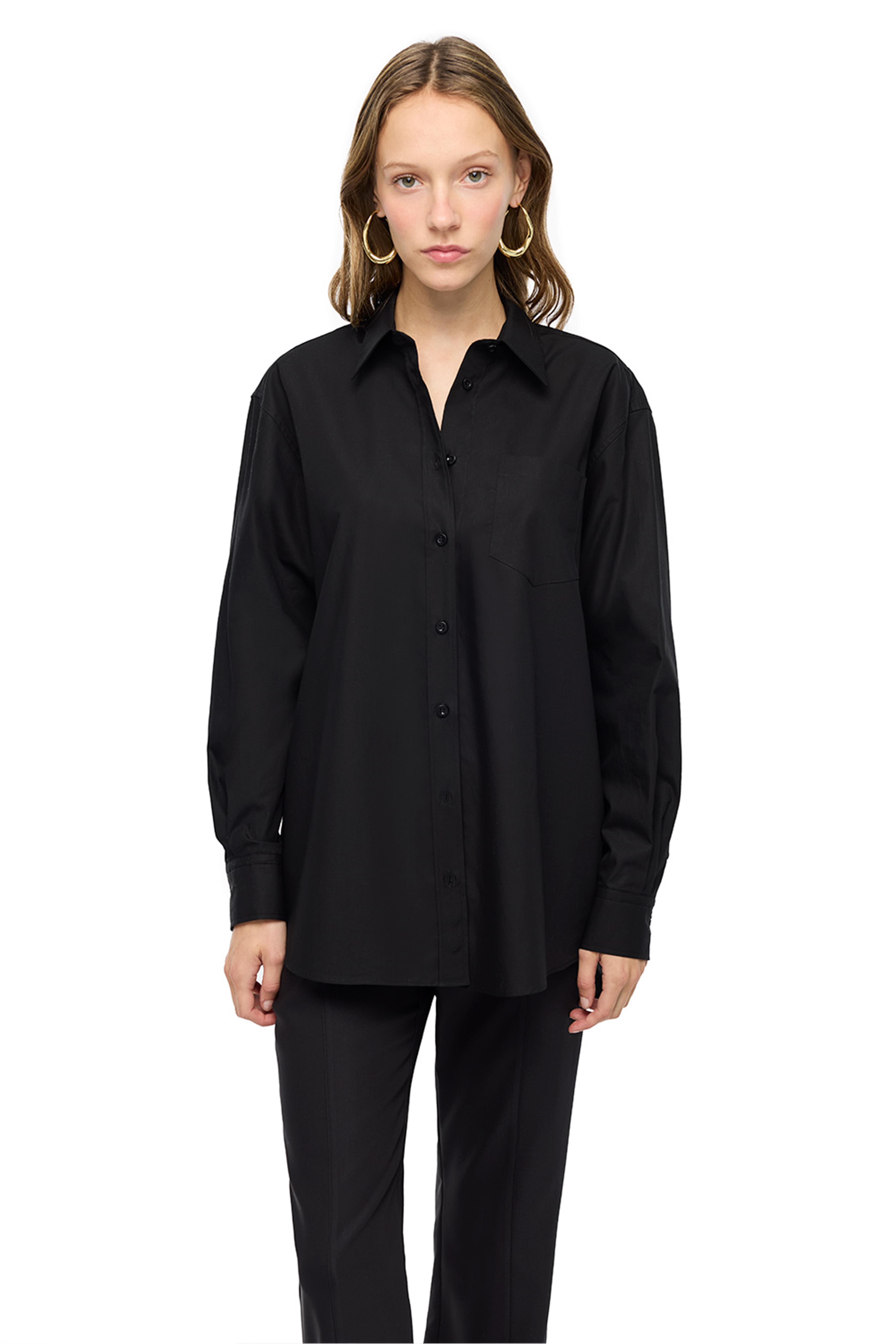 Siyah Rahat Kalıp Gömlek