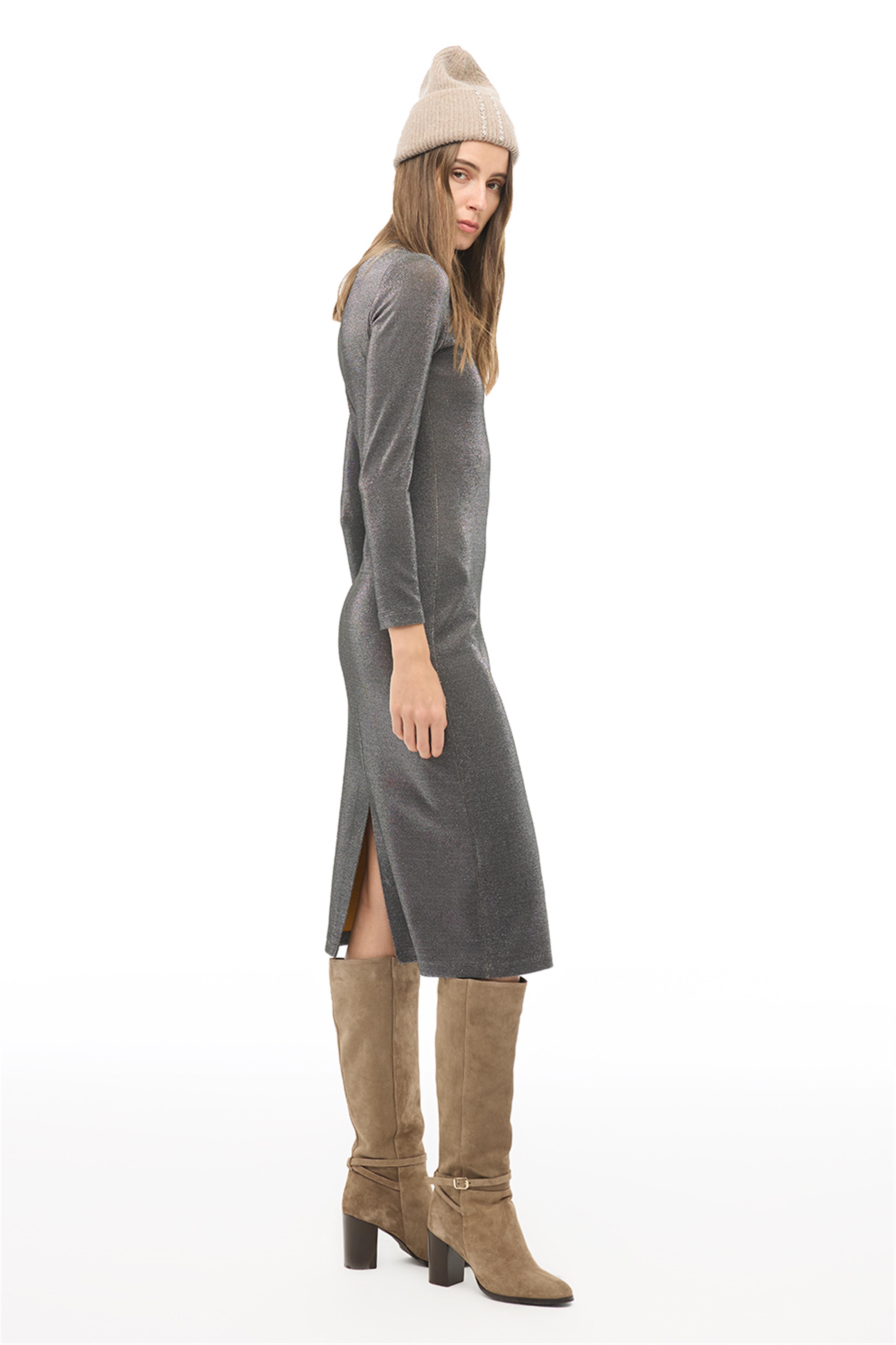 Siyah Slim Fit Midi Elbise