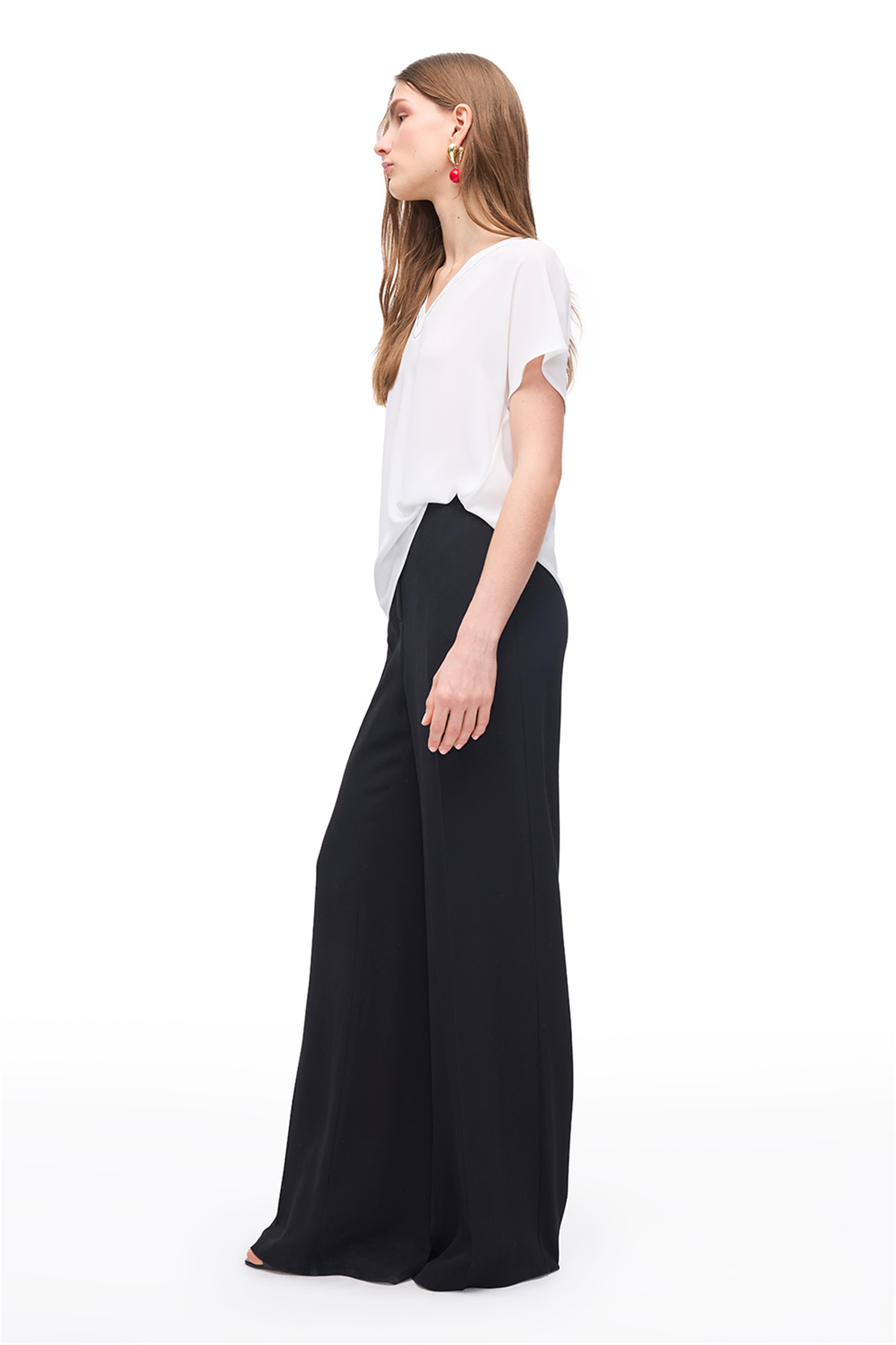 Siyah Viskoz Geniş Paça Pantolon