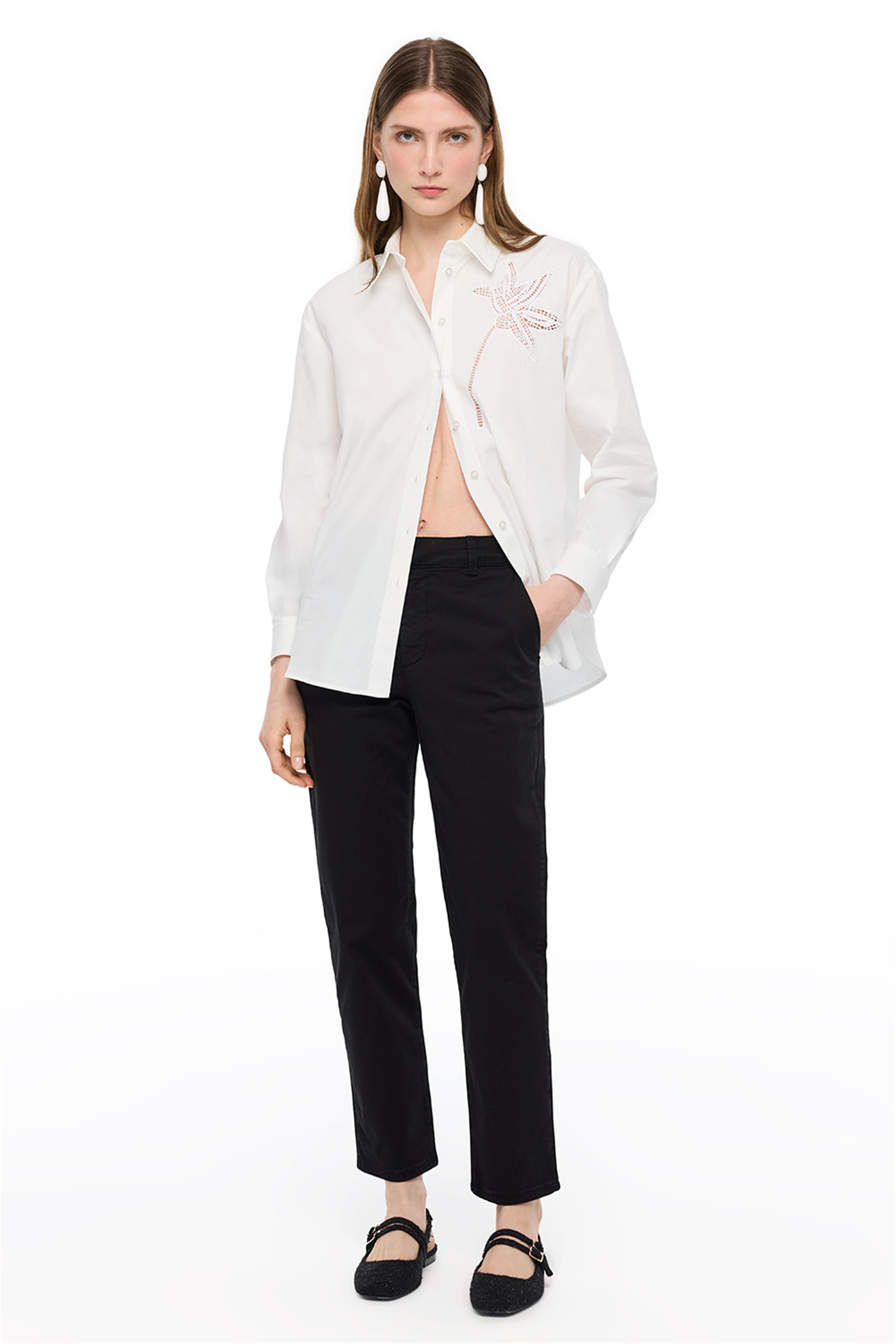 Siyah Yüksek Bel Bilek Boy Düz Paça Denim Pantolon