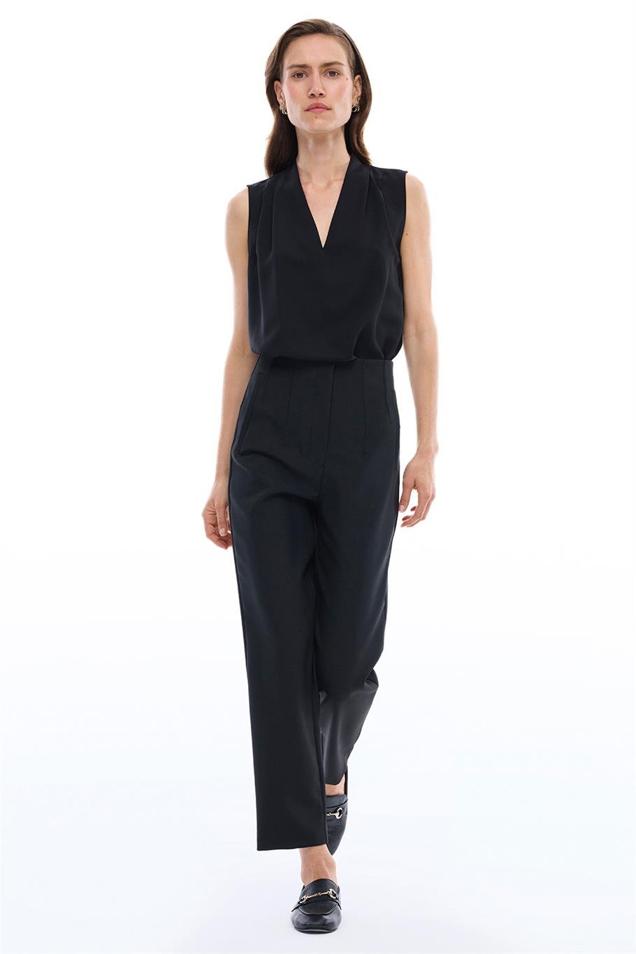 Siyah Yüksek Bel Dar Paça Pantolon